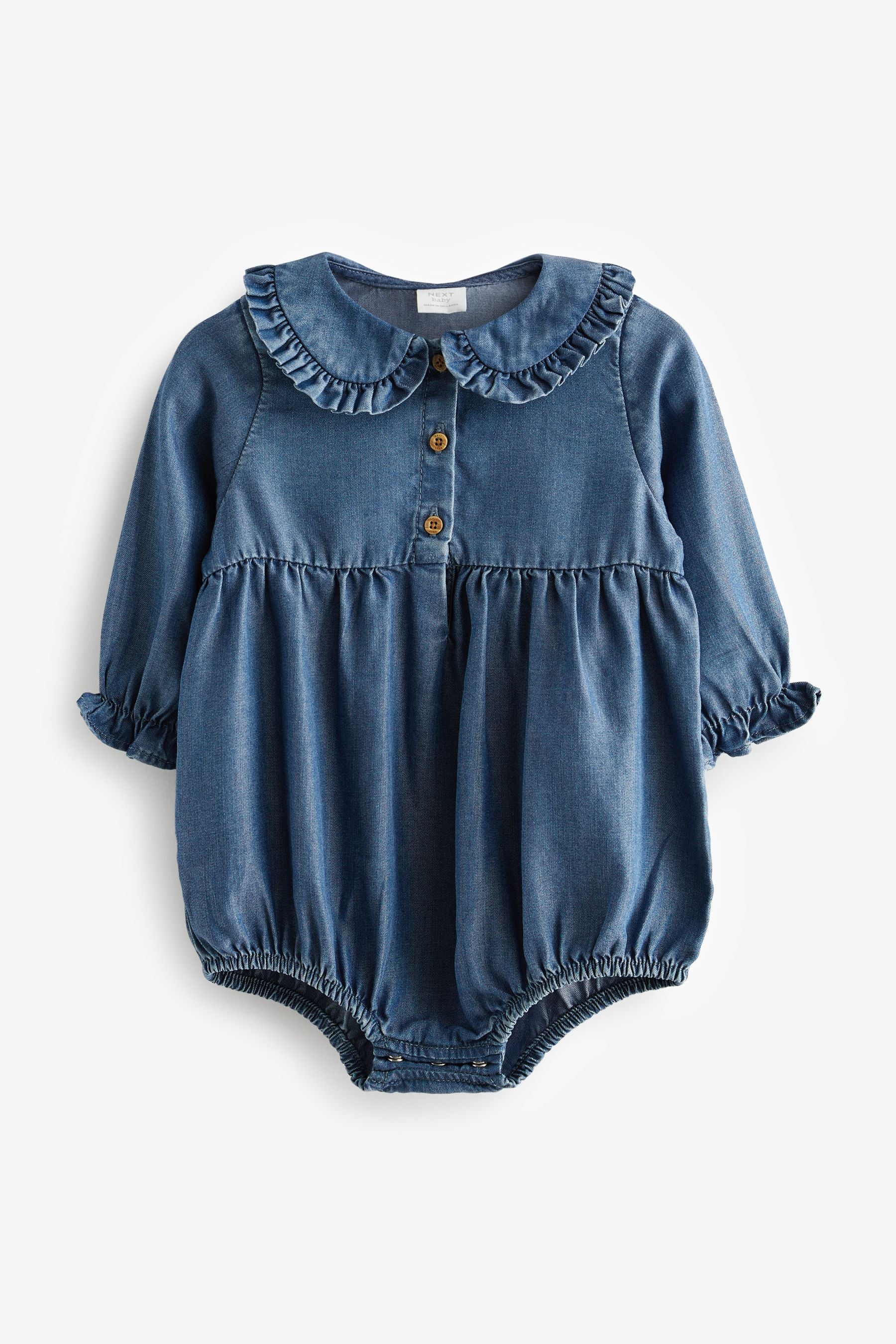 Denim Blue Baby Woven Bloomer Romper with Tight Set (0mths-3yrs)