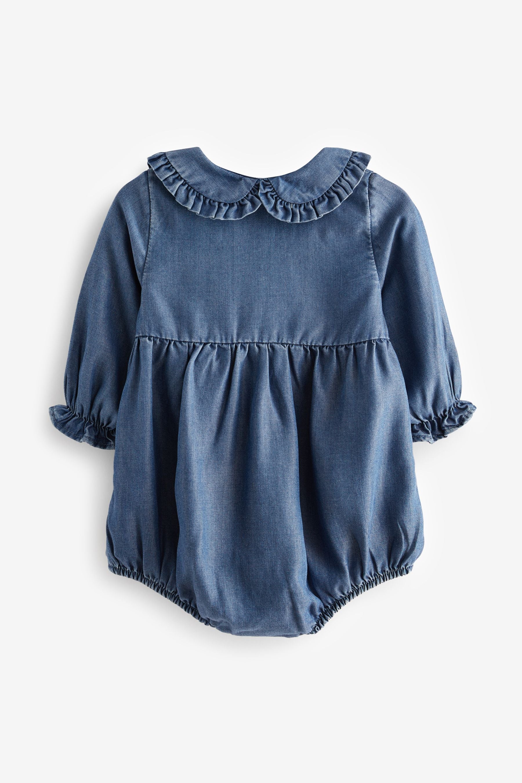 Denim Blue Baby Woven Bloomer Romper with Tight Set (0mths-3yrs)