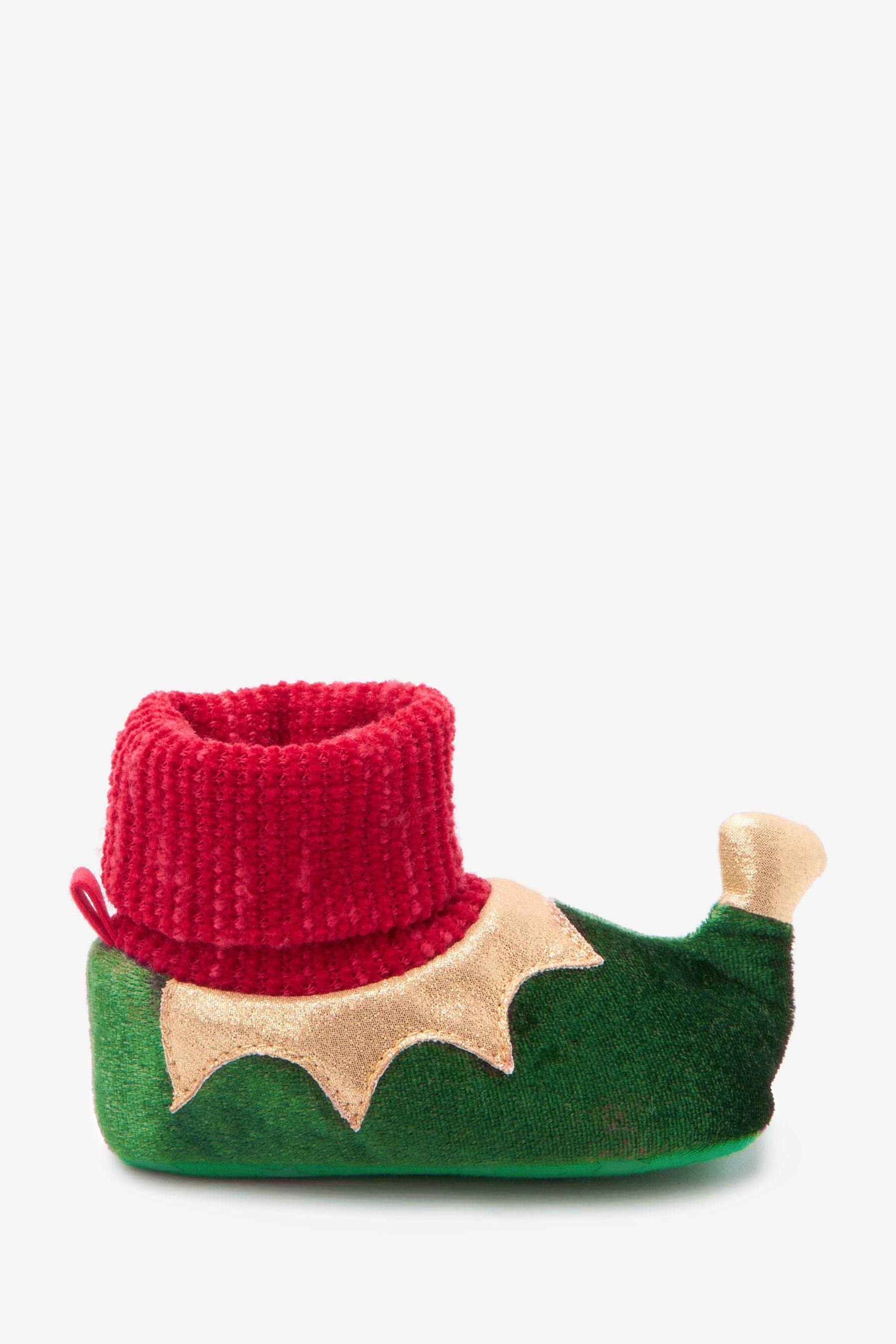 Green Christmas Elf Baby Pram Booties (0-24mths)