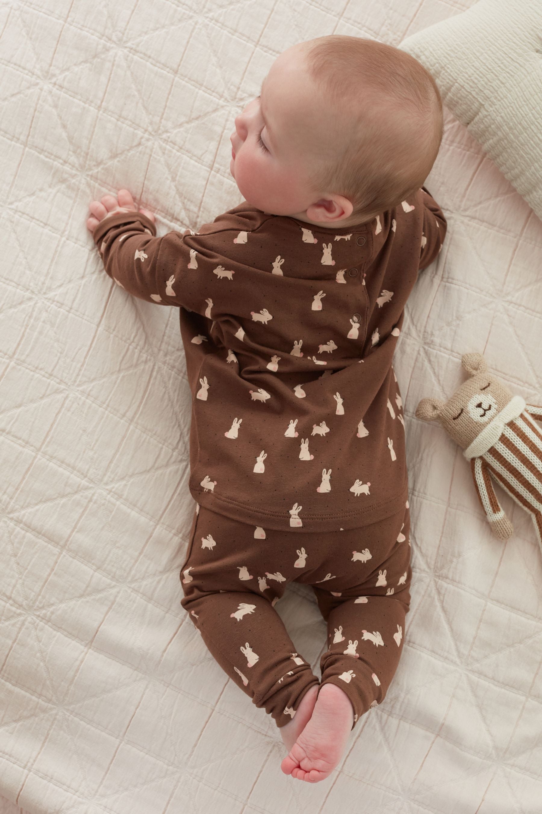 Chocolate Brown/Neutral 6 Piece Baby T-Shirts and Leggings Set