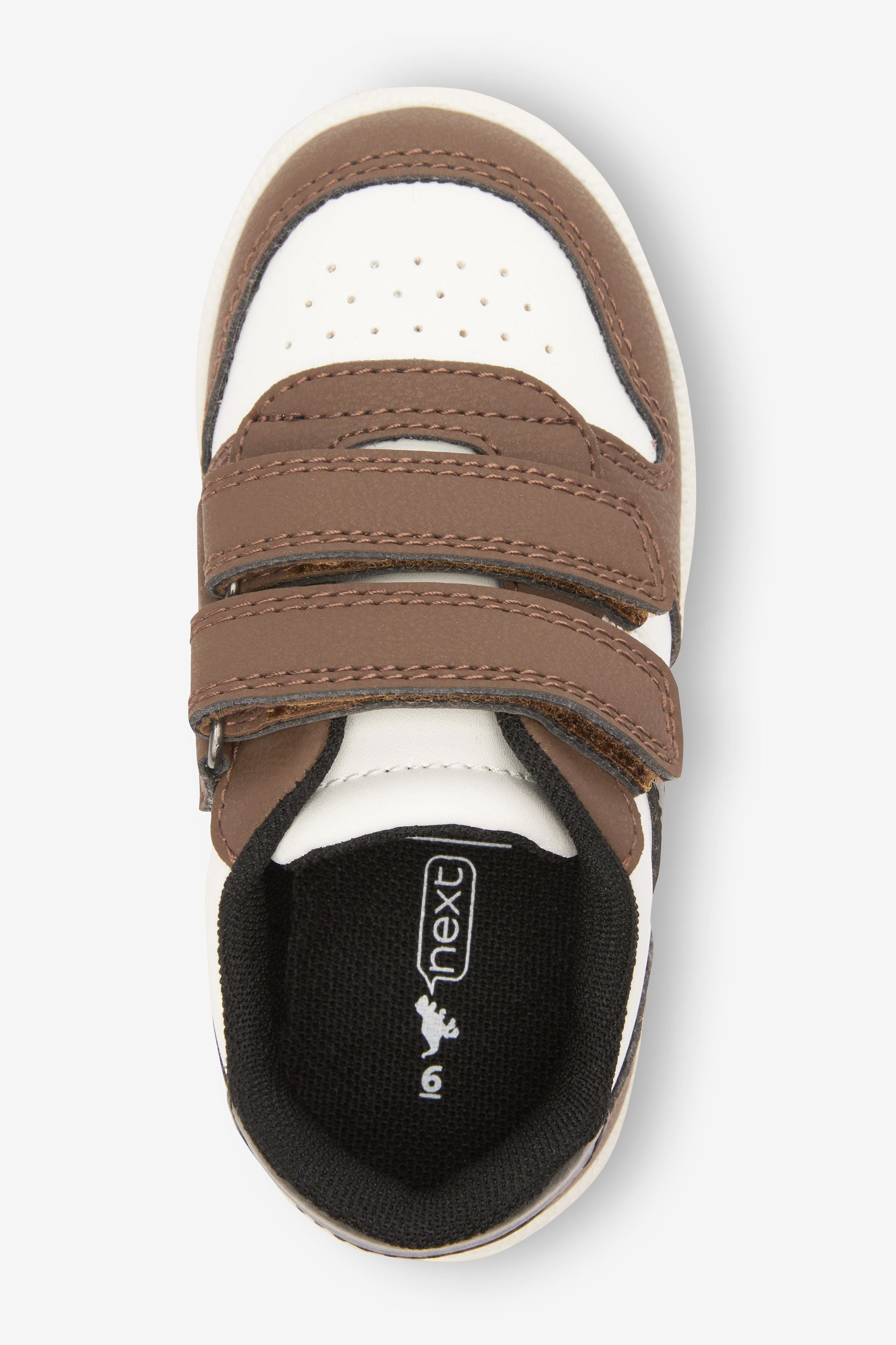 Brown/White Skate Strap Touch Fastening Shoes