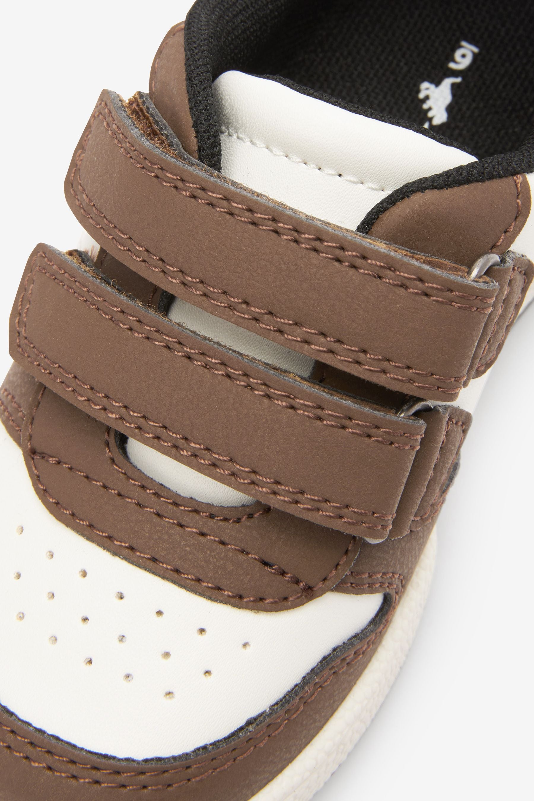 Brown/White Skate Strap Touch Fastening Shoes