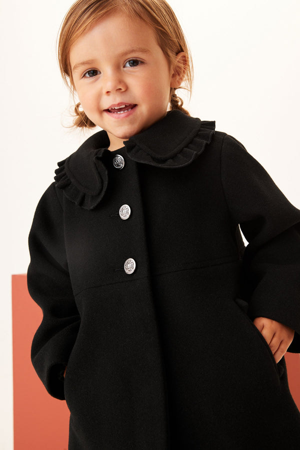 Black Smart Collar Coat With Wool Mix (3mths-7yrs)