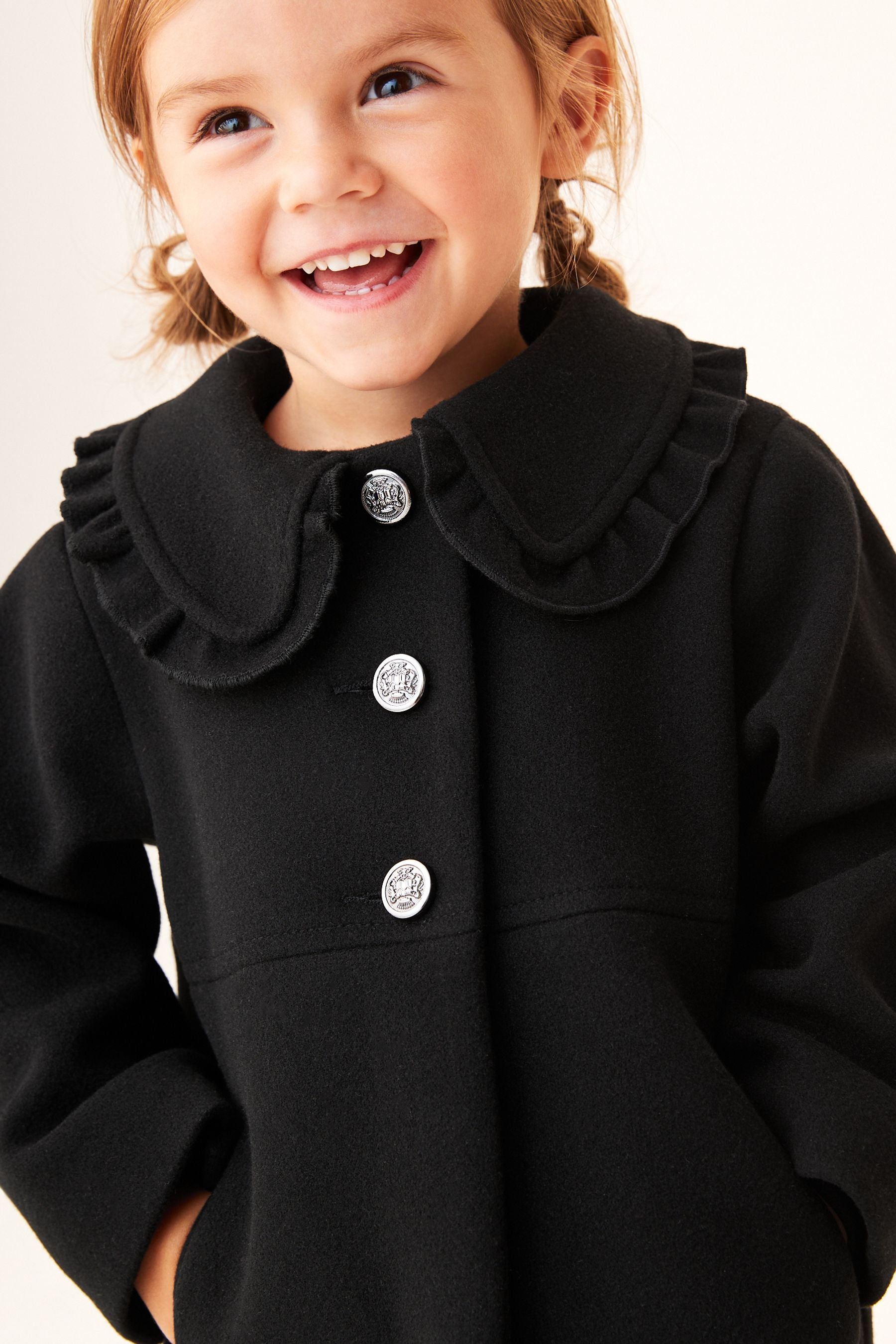 Black Smart Collar Coat With Wool Mix (3mths-7yrs)