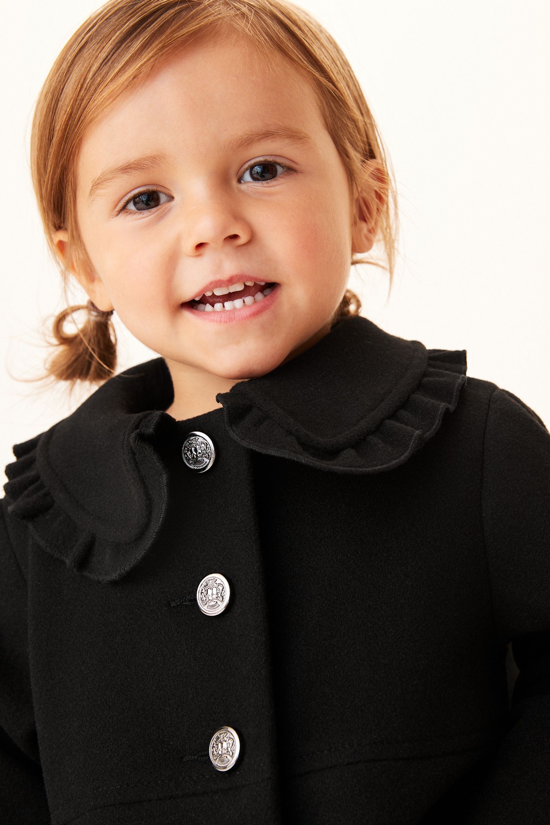 Black Smart Collar Coat With Wool Mix (3mths-7yrs)