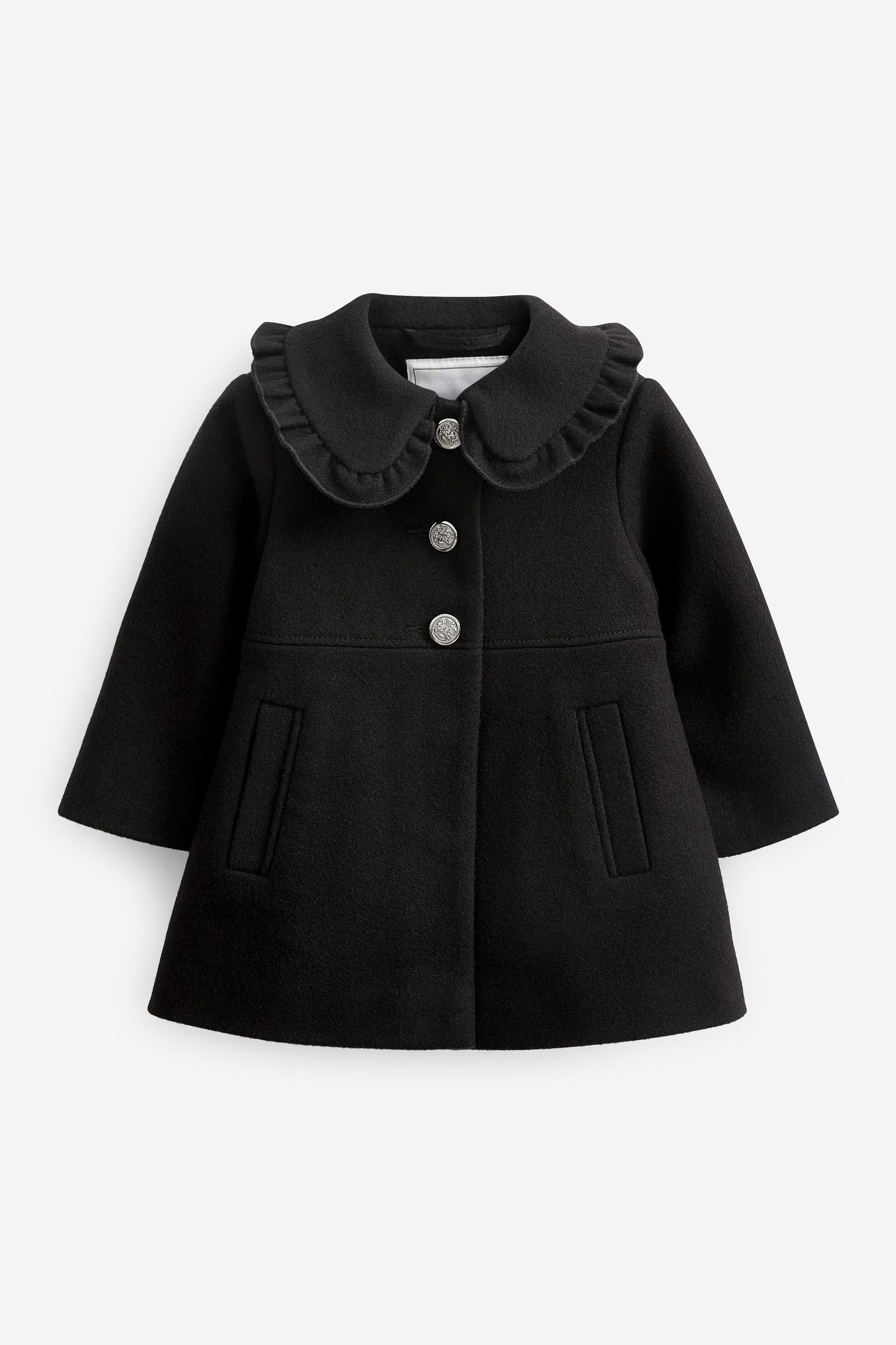 Black Smart Collar Coat With Wool Mix (3mths-7yrs)