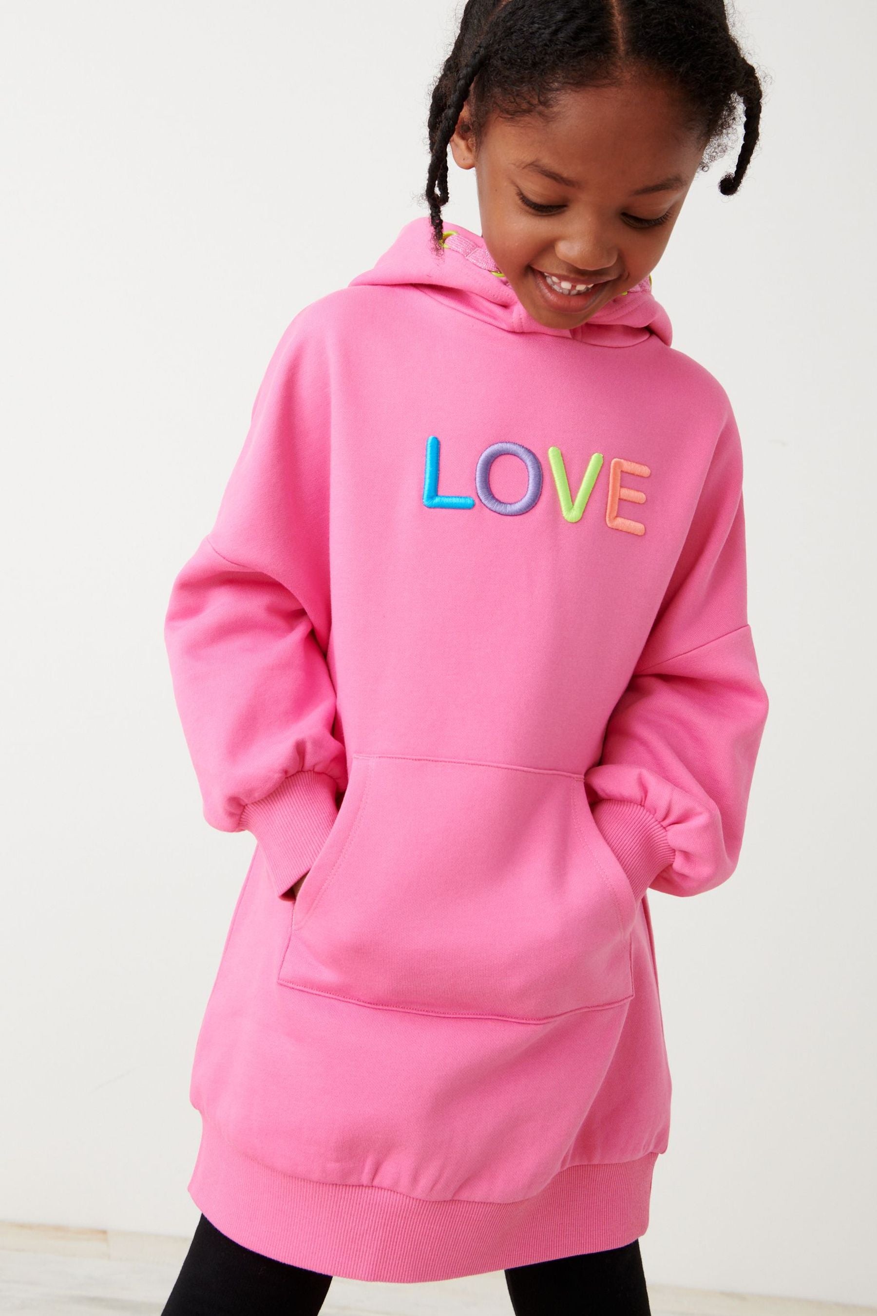 Pink Love Hoodie Dress (3-16yrs)