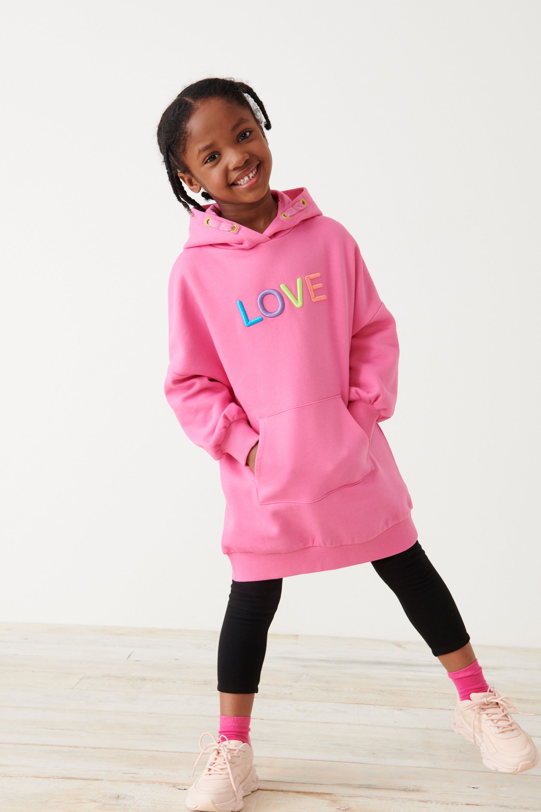 Pink Love Hoodie Dress (3-16yrs)