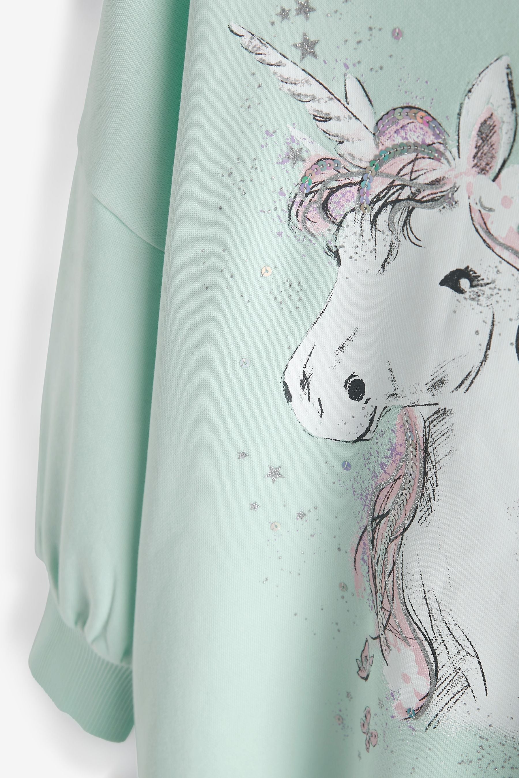 Mint Green Unicorn Hoodie Dress (3-16yrs)