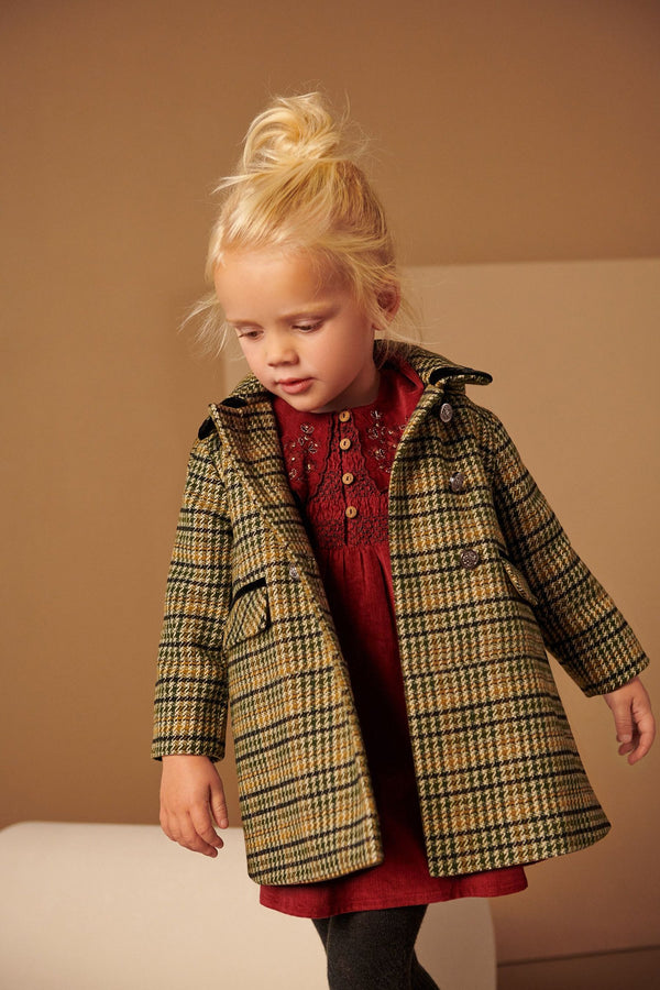 Green Heritage Check Coat With Wool Mix (3mths-7yrs)