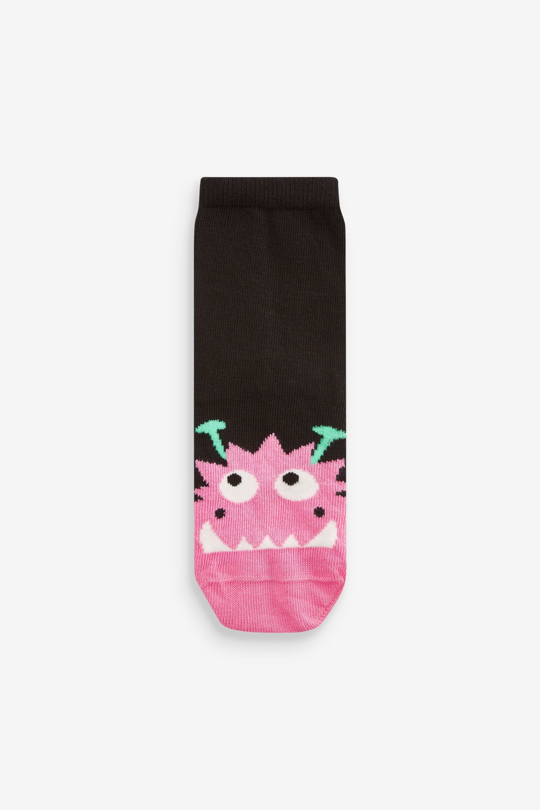 Black Black 5 Pack Cotton Rich Monster Ankle School Socks