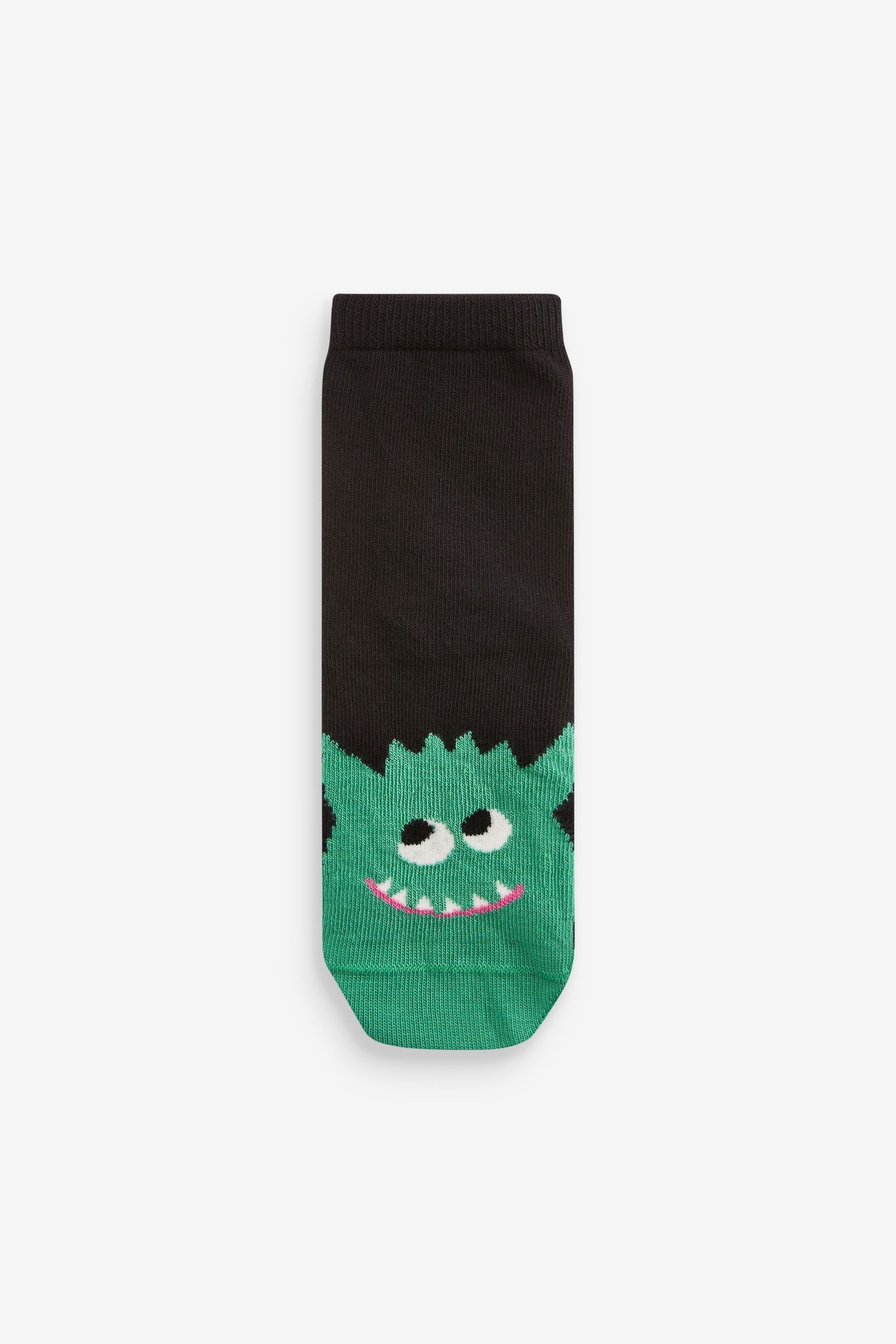 Black Black 5 Pack Cotton Rich Monster Ankle School Socks