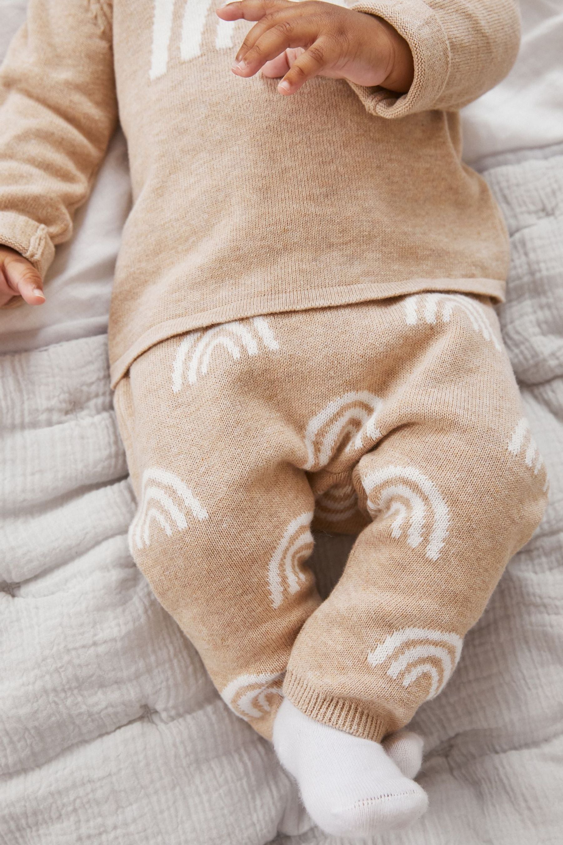 Oatmeal Rainbow 2 Piece Baby Knitted Jumper And Leggings Set (0mths-2yrs)