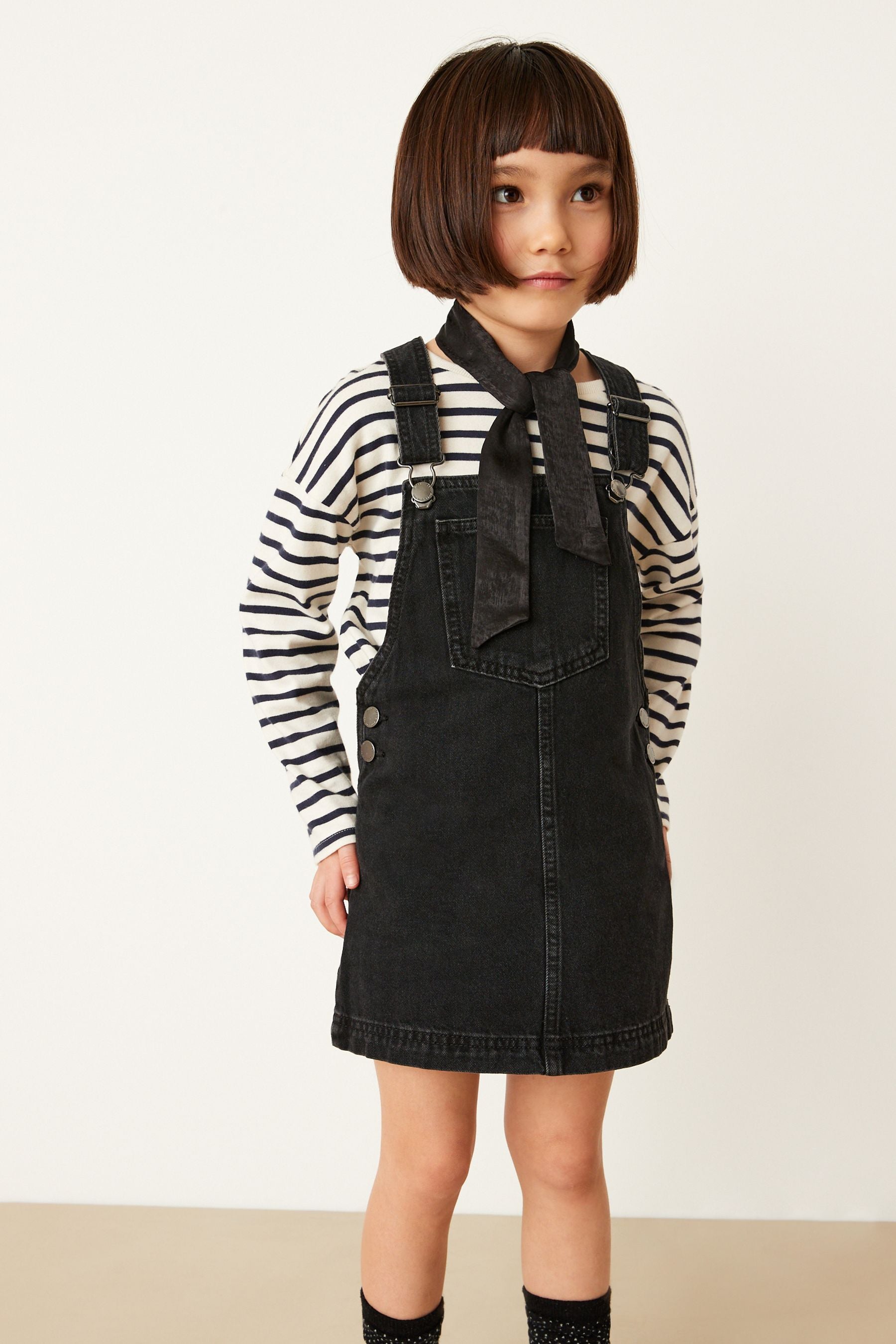 Black Denim Pinafore (3-16yrs)