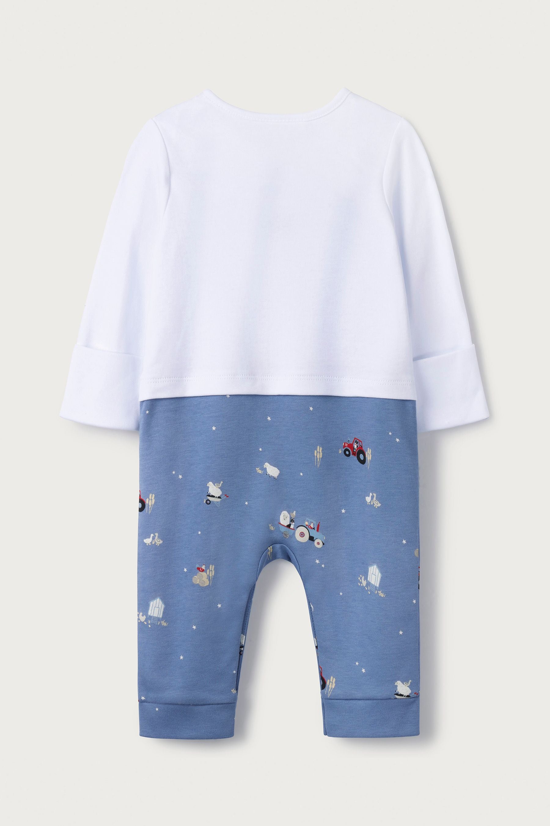 The White Company White Farmyard Embroidered Mock Top Sleepsuit