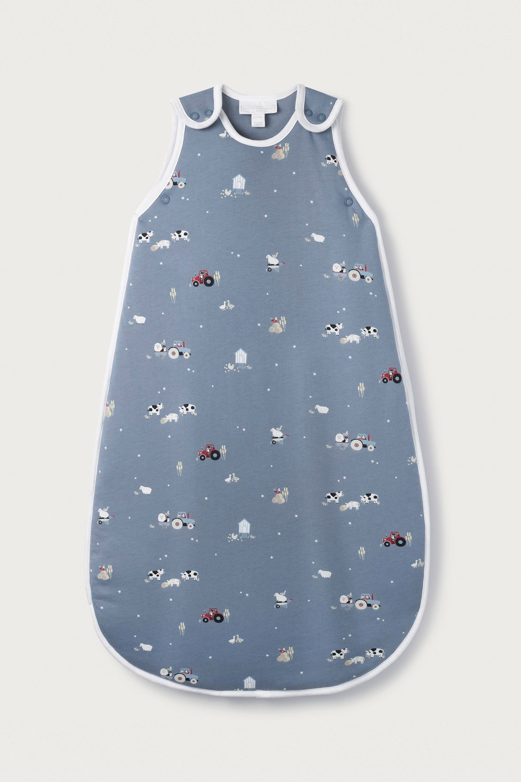 The White Company Farmyard Blue Print Sleeping Bag 2.5 Tog