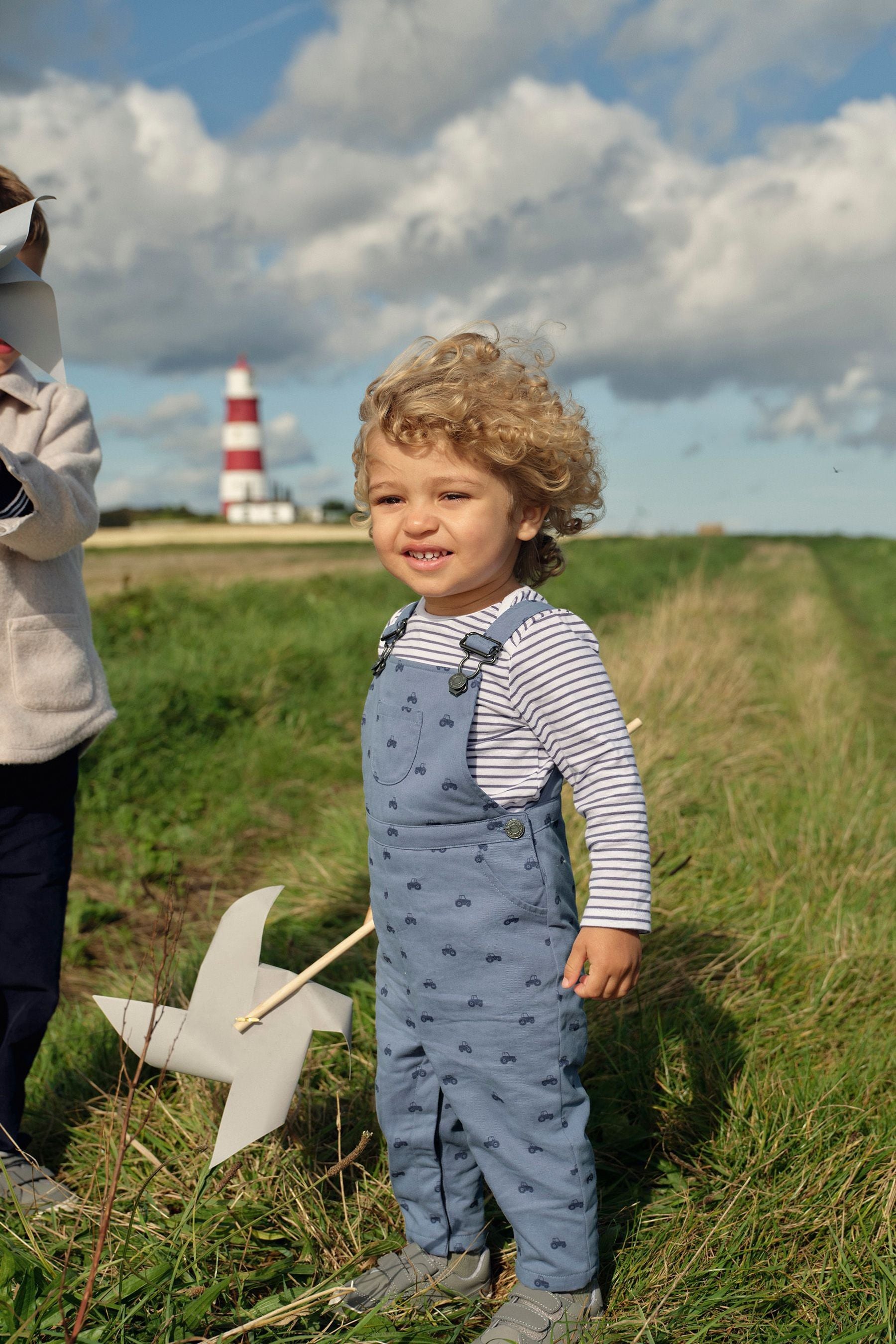 The White Company Baby Blue Tractor Dungaree & Top Set