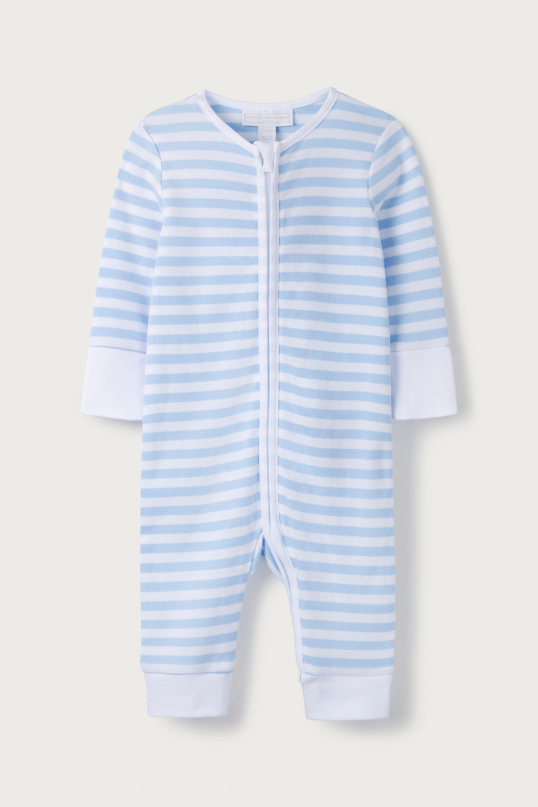 Blue The White Company Blue Stripe Zip Sleepsuit