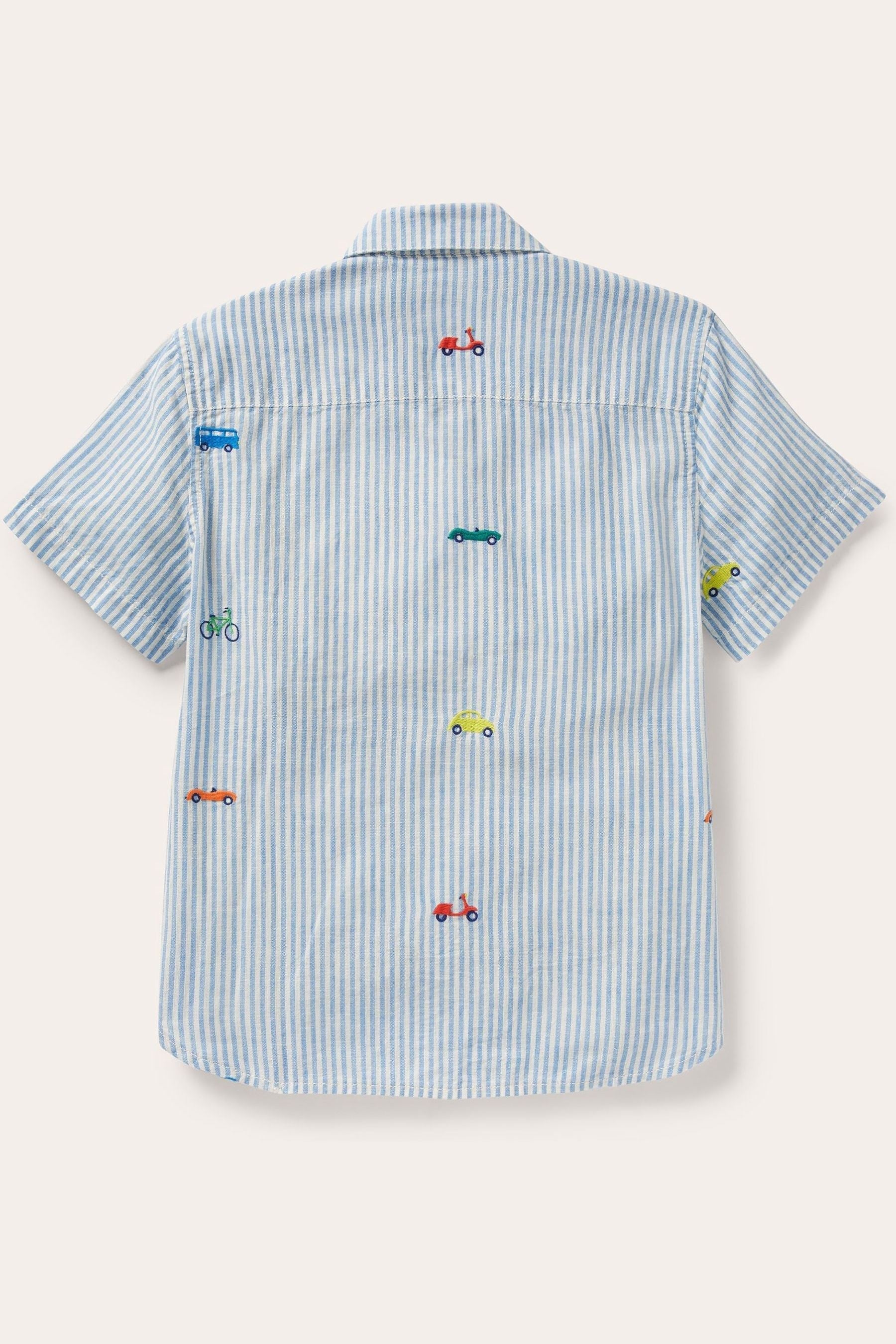 Boden Blue Holiday Cotton Linen Shirt