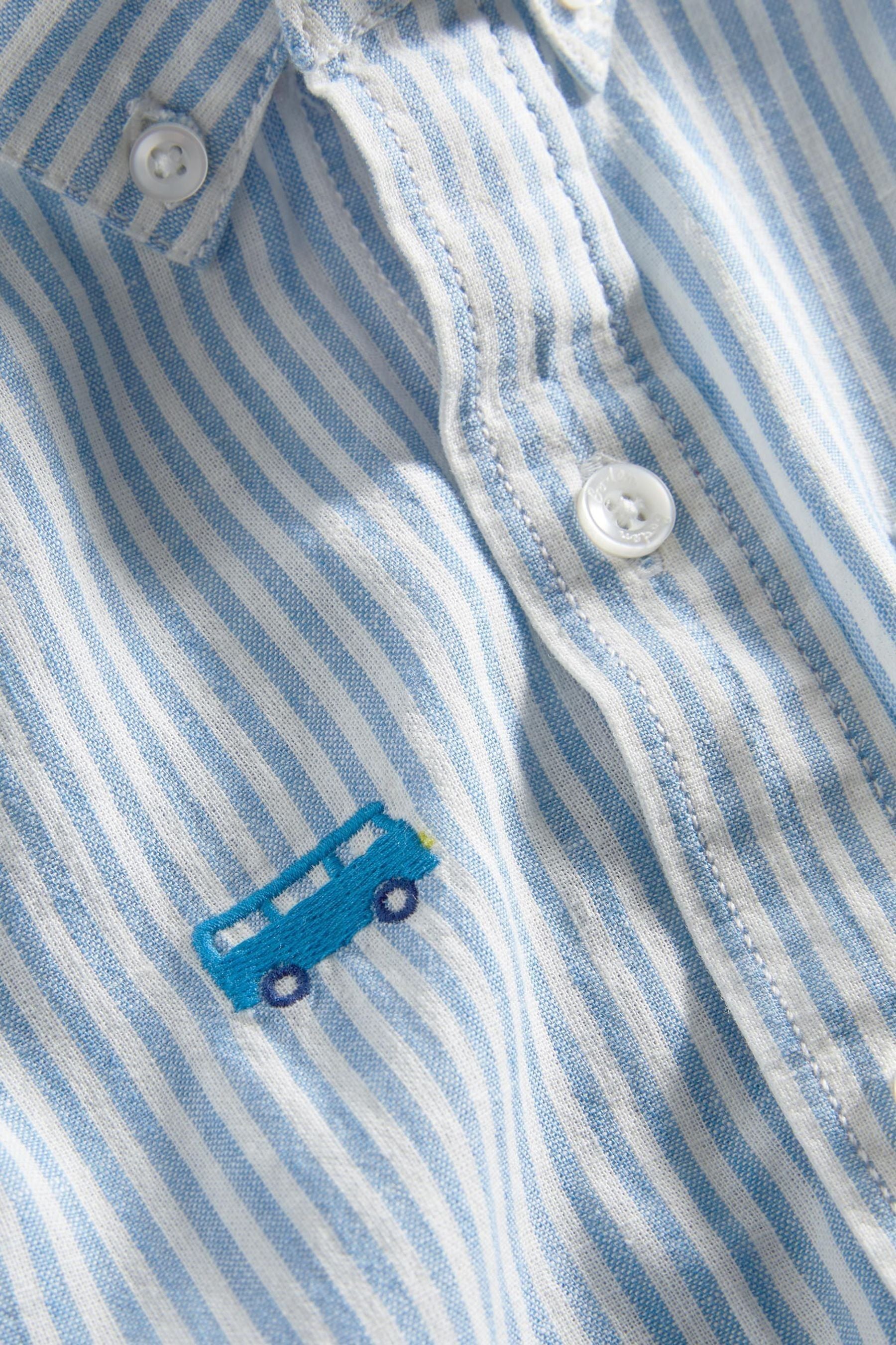 Boden Blue Holiday Cotton Linen Shirt