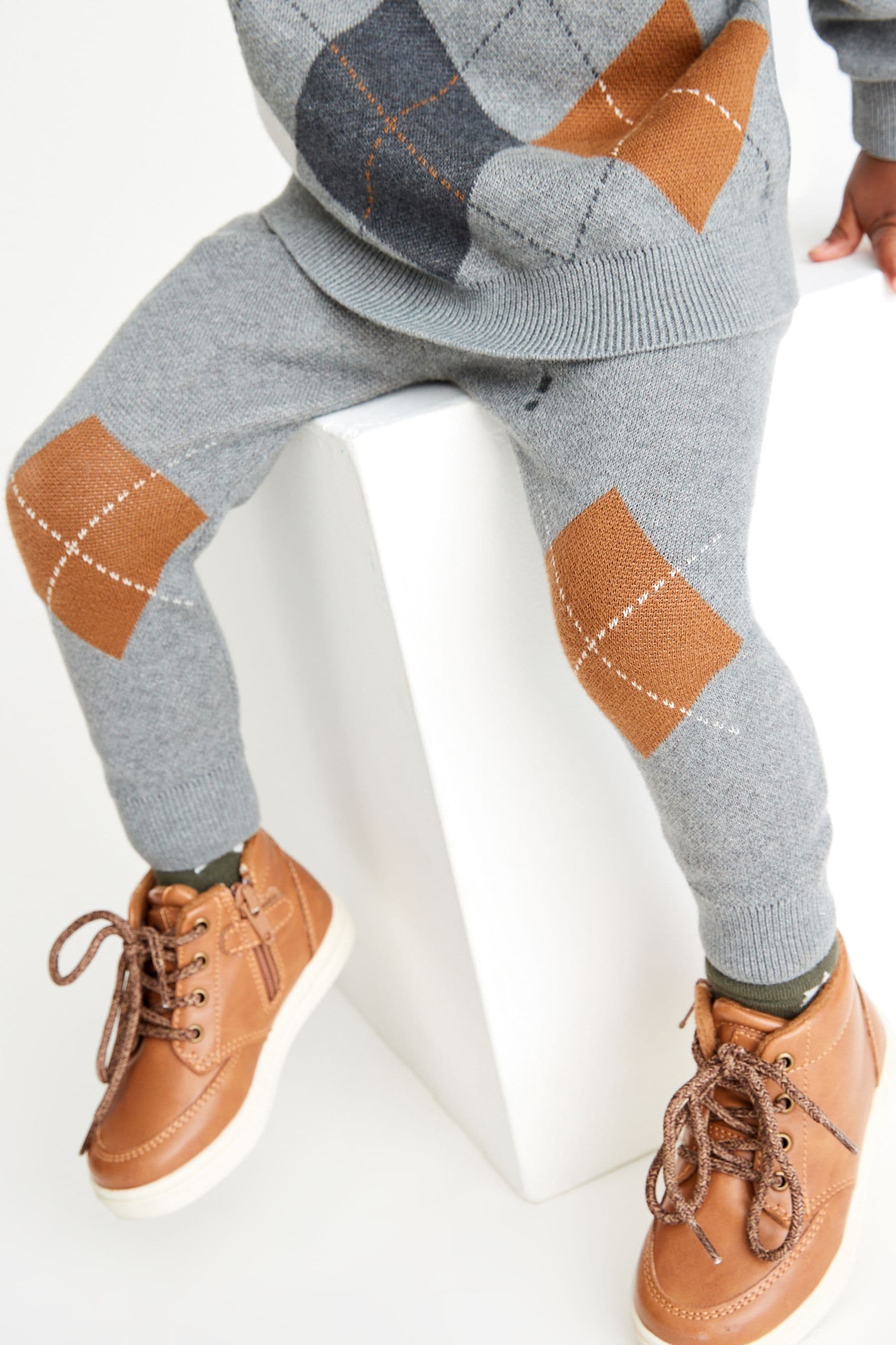 Grey Argyle Pattern Hoodie (3mths-7yrs)