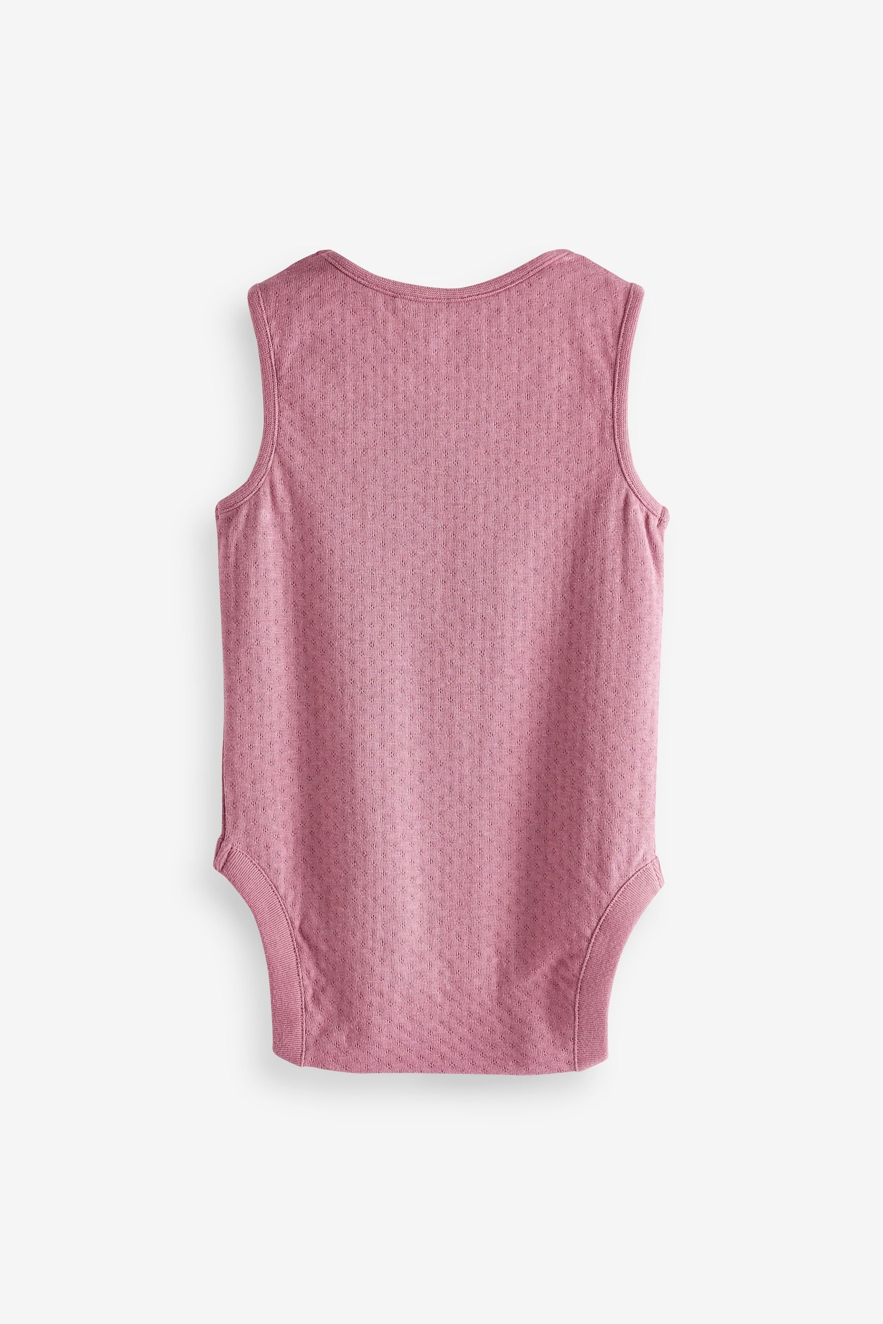 Multi Pastel Pink/Purple Pointelle 5 Pack Baby Vest Bodysuits