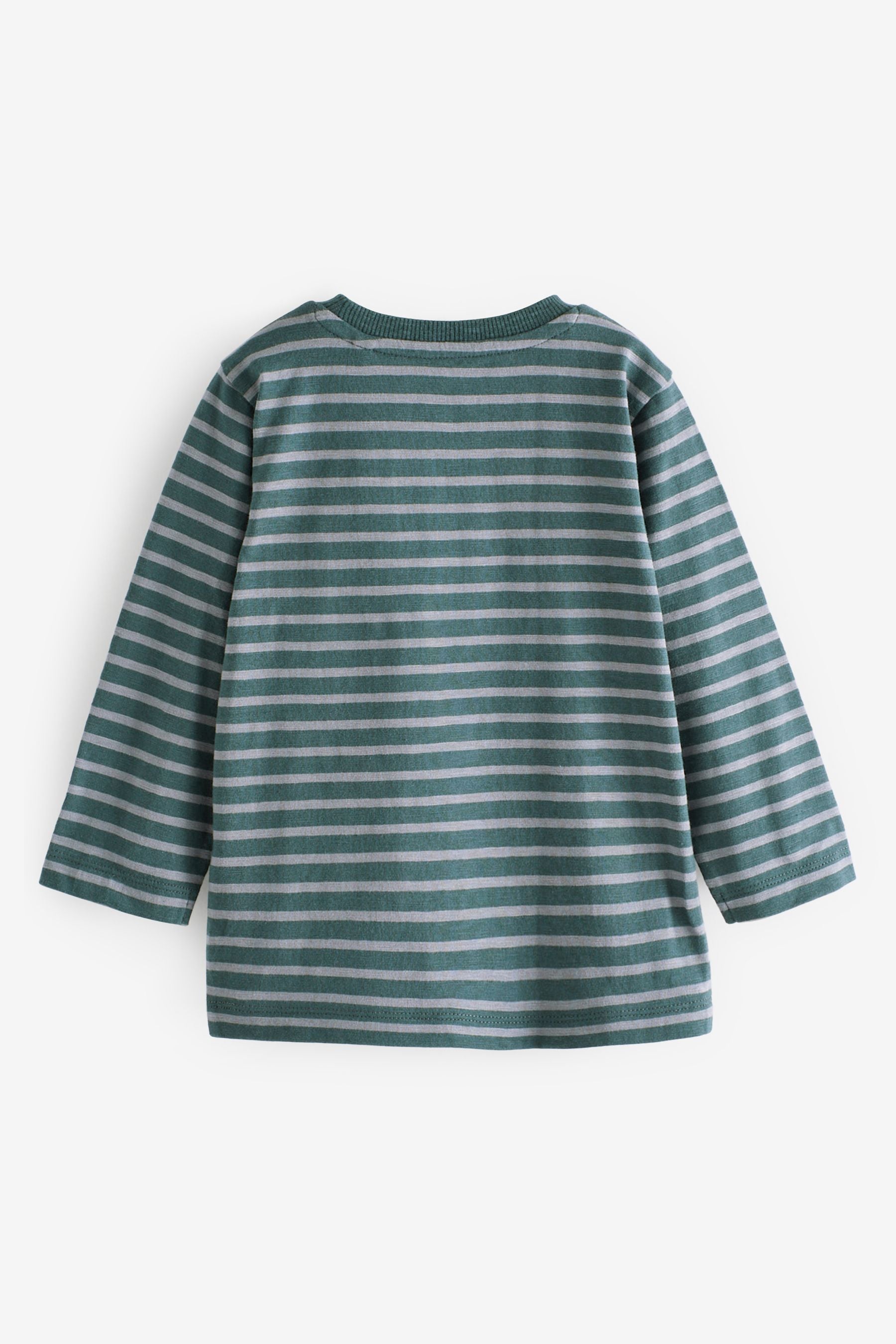 Blue Stripe Fox Long Sleeve Pocket T-Shirt (3mths-7yrs)