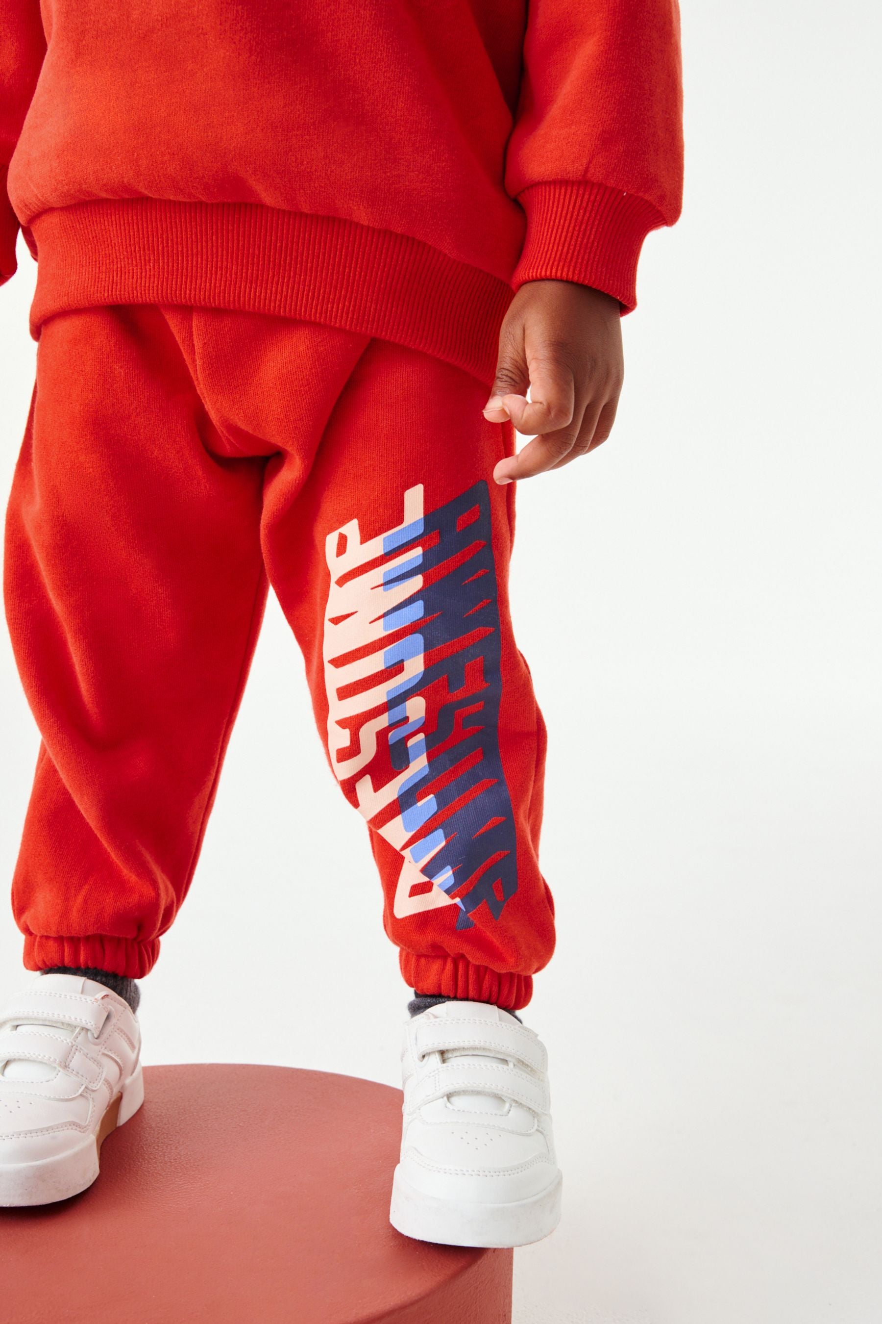 Red Oversized Slogan Sweatshirt And Joggers Set (3mths-7yrs)