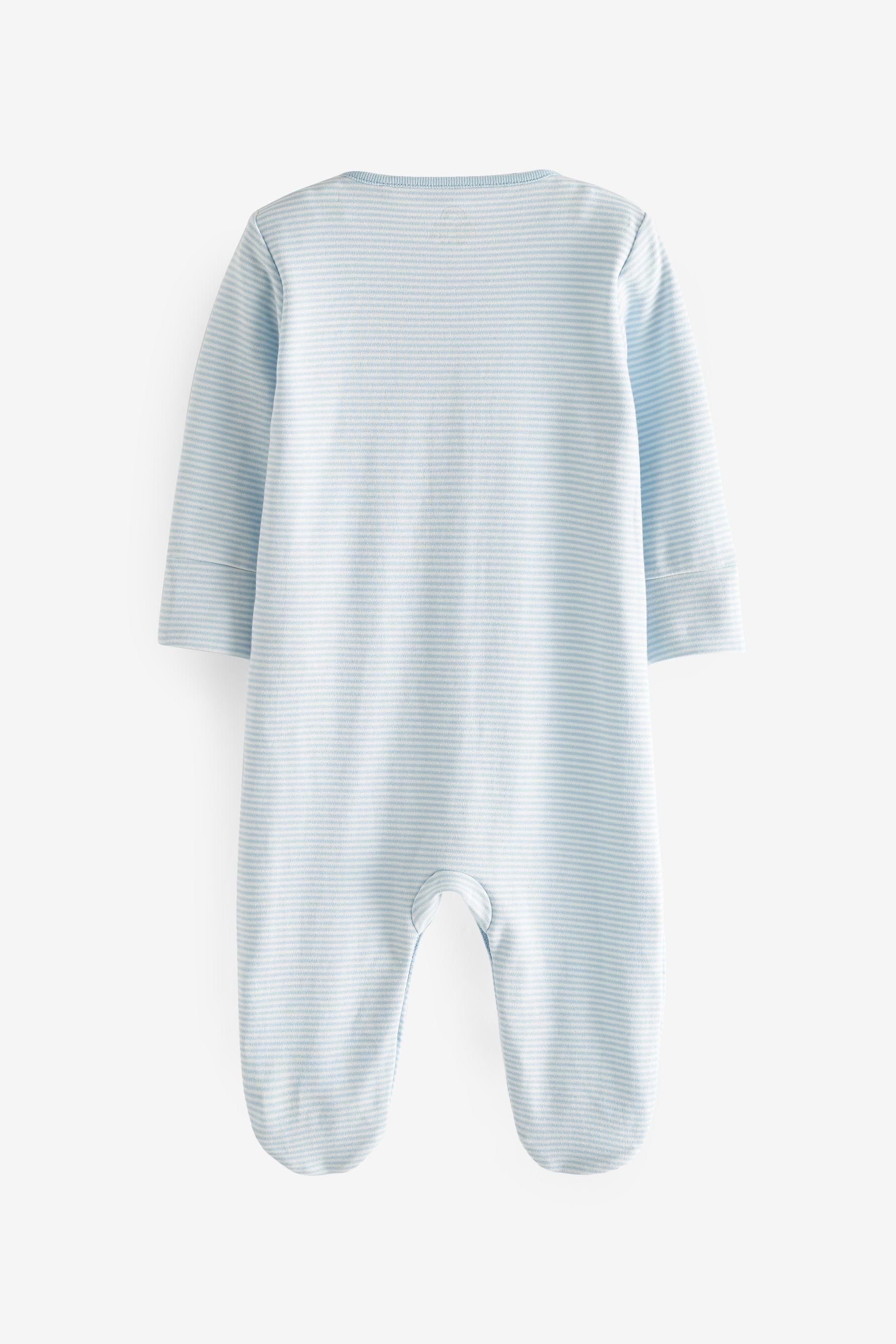 Blue Stripe 4 Pack Baby Sleepsuits (0-3yrs)