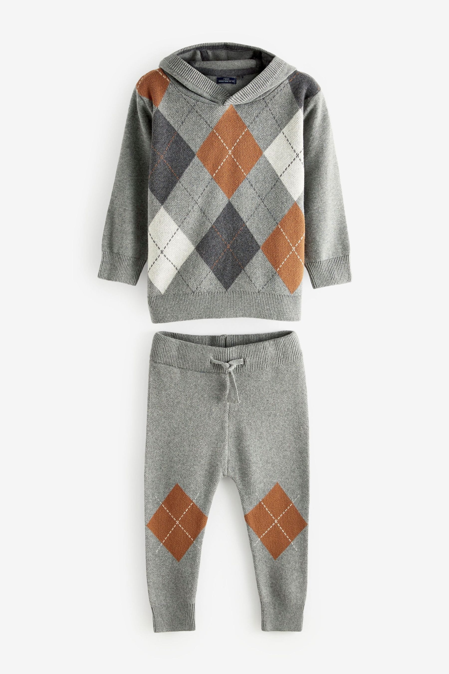 Grey Argyle Pattern Hoodie (3mths-7yrs)