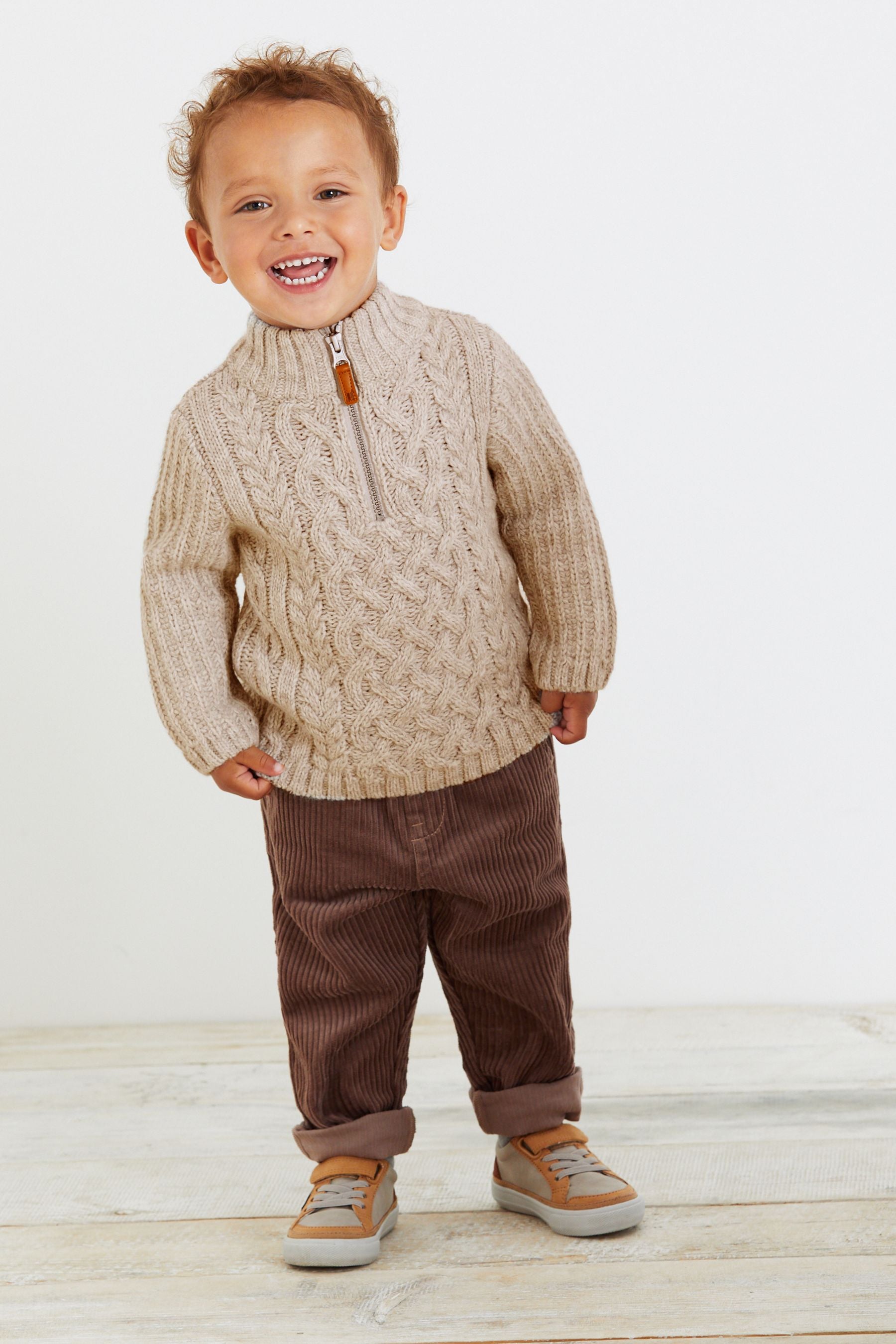 Neutral Next Cable Zip Neck Jumper (3mths-7yrs)