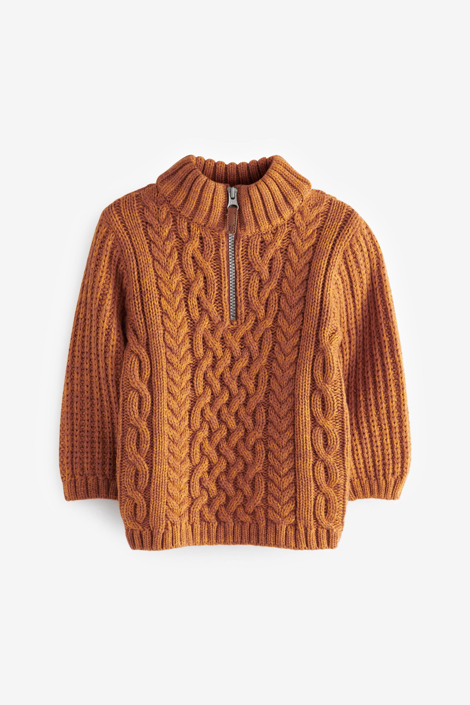 Orange Next Cable Zip Neck Jumper (3mths-7yrs)