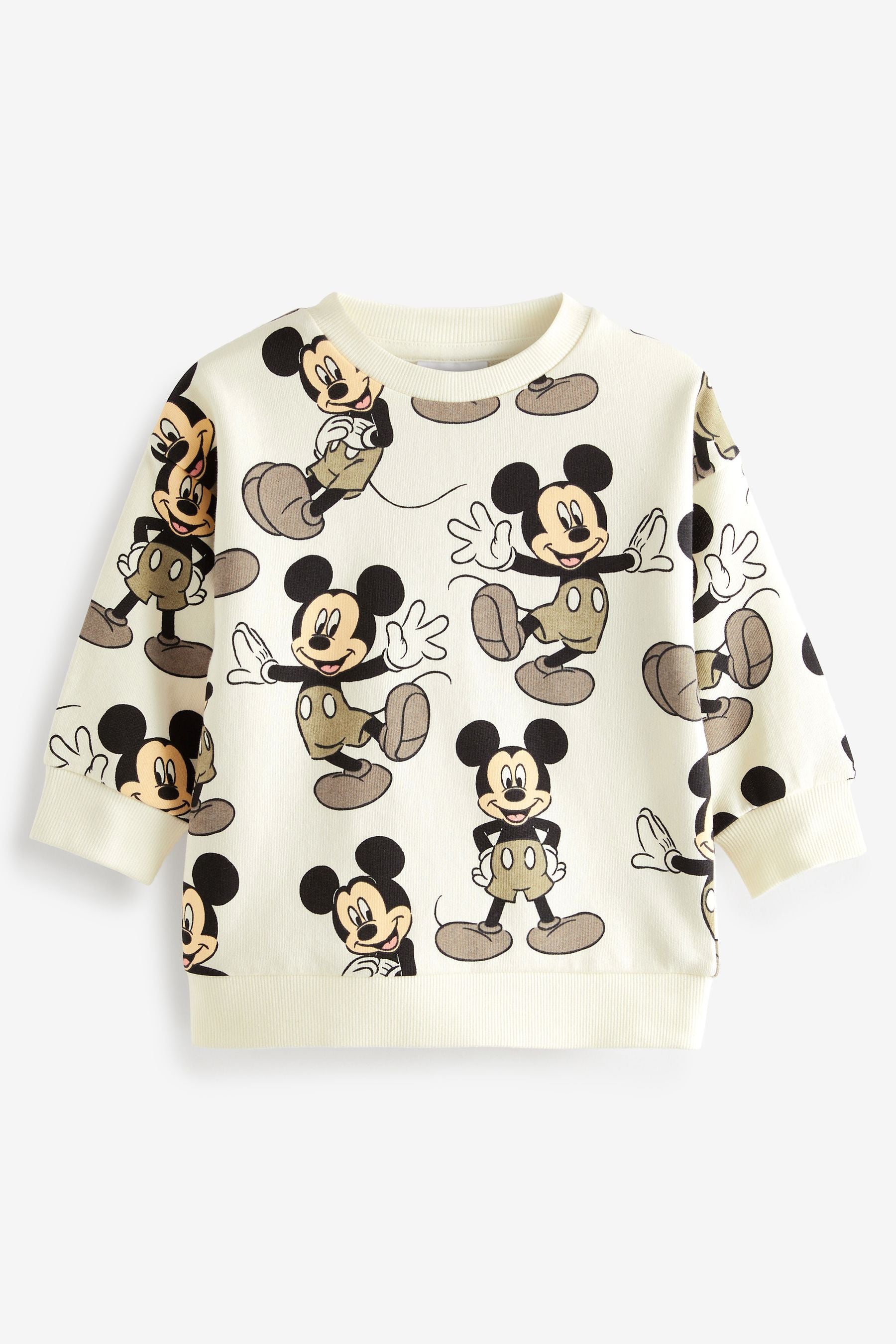 White All Over White Printed Mickey Mouse Sweatshirt (3mths-8yrs)