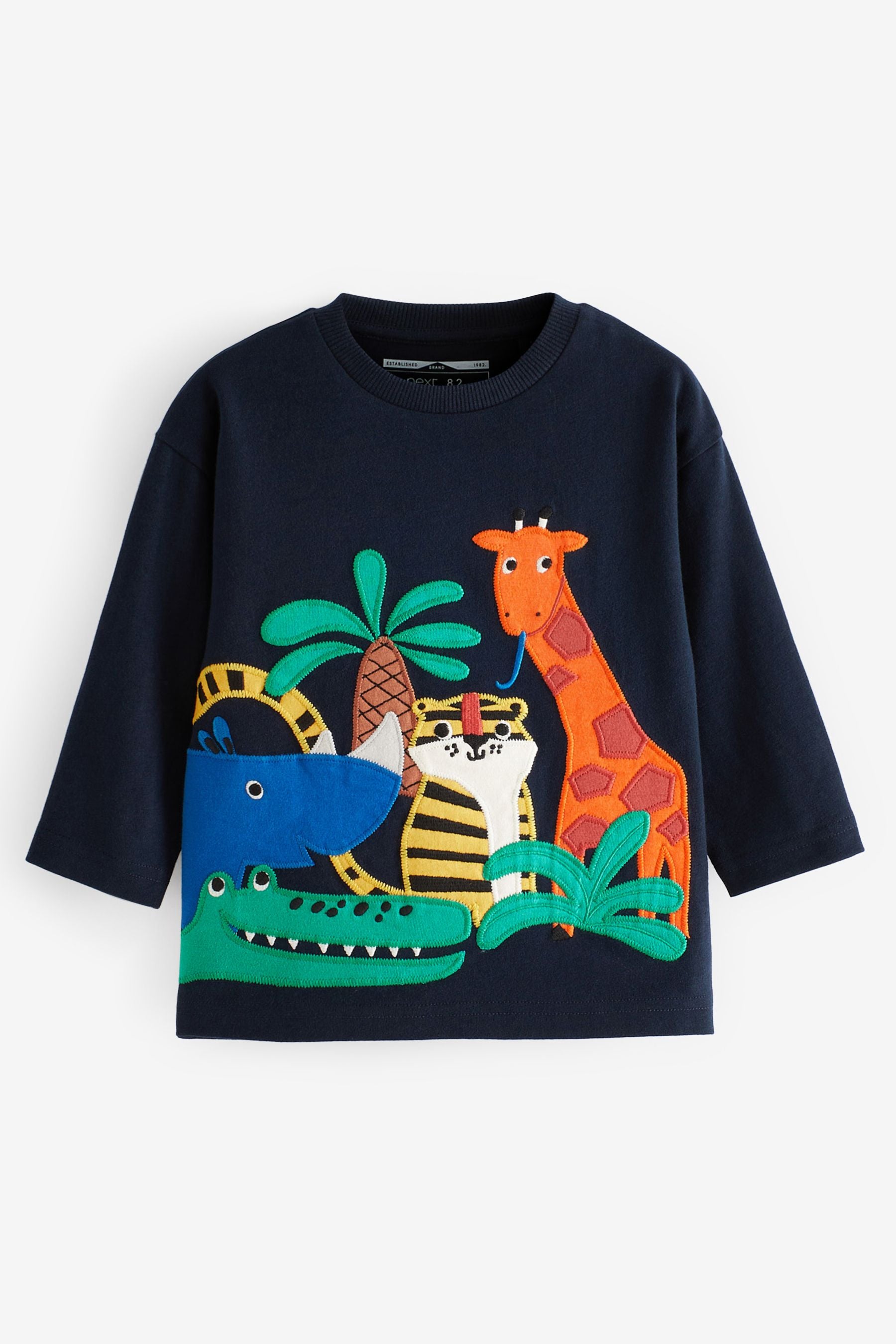 Dark Blue Safari Long Sleeve Appliqu T-Shirt (3mths-7yr