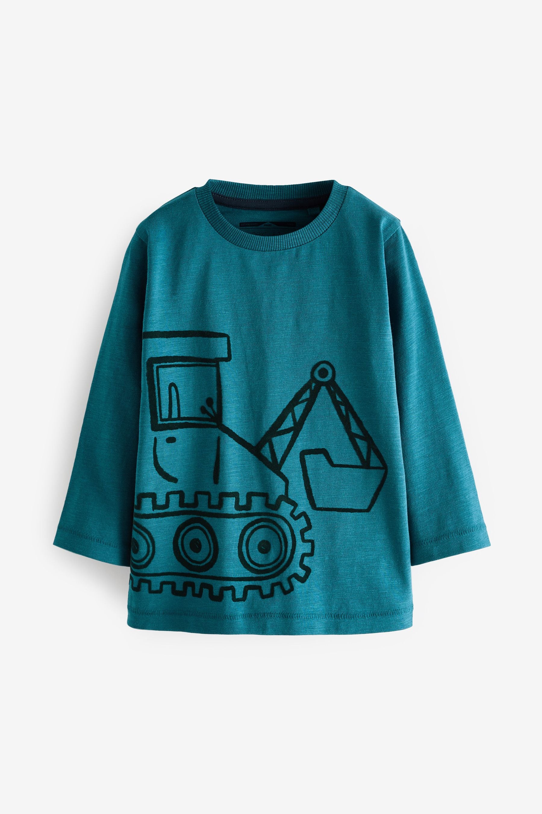 Teal Blue Digger Long Sleeve Character T-Shirt (3mths-7yrs)