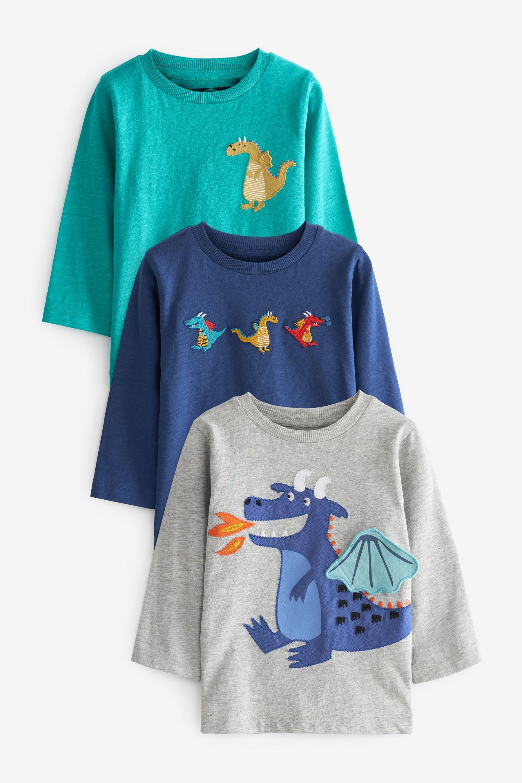 Blue Dragon 3 Pack Long Sleeve Character T-Shirts (3mths-7yrs)