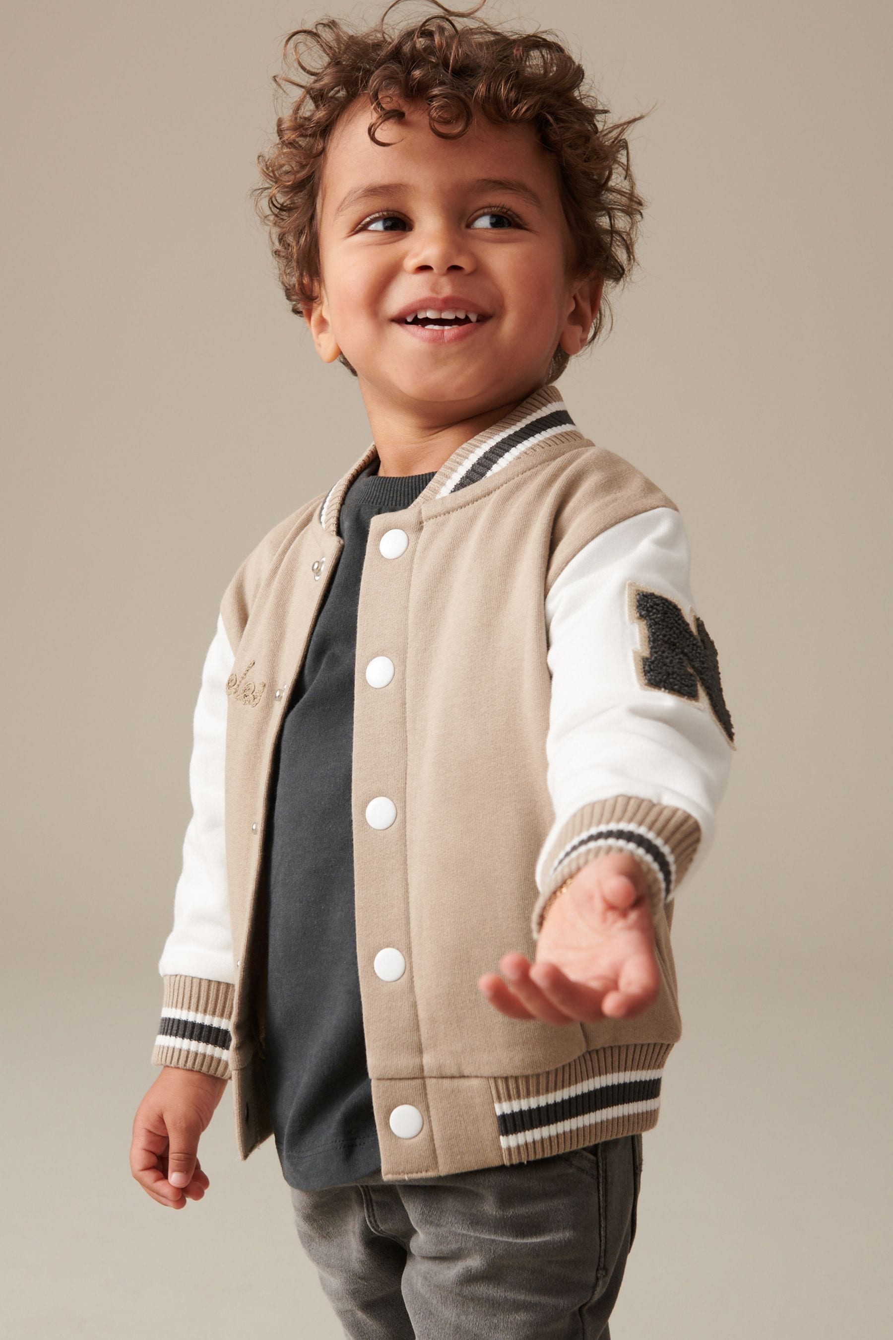 Tan Brown Letterman Jacket (3mths-7yrs)