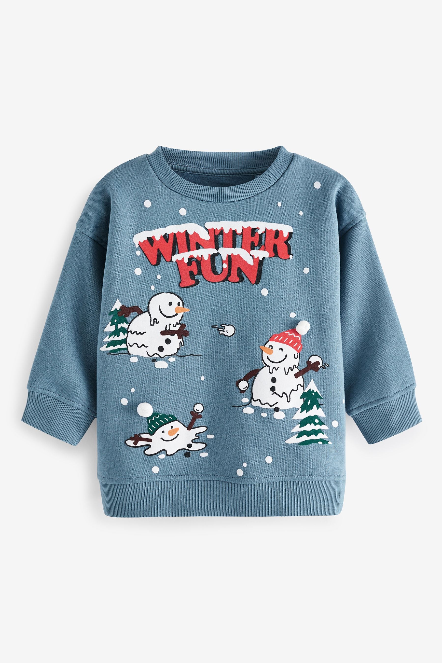 Blue Snowman Christmas Sweatshirt (3mths-7yrs)