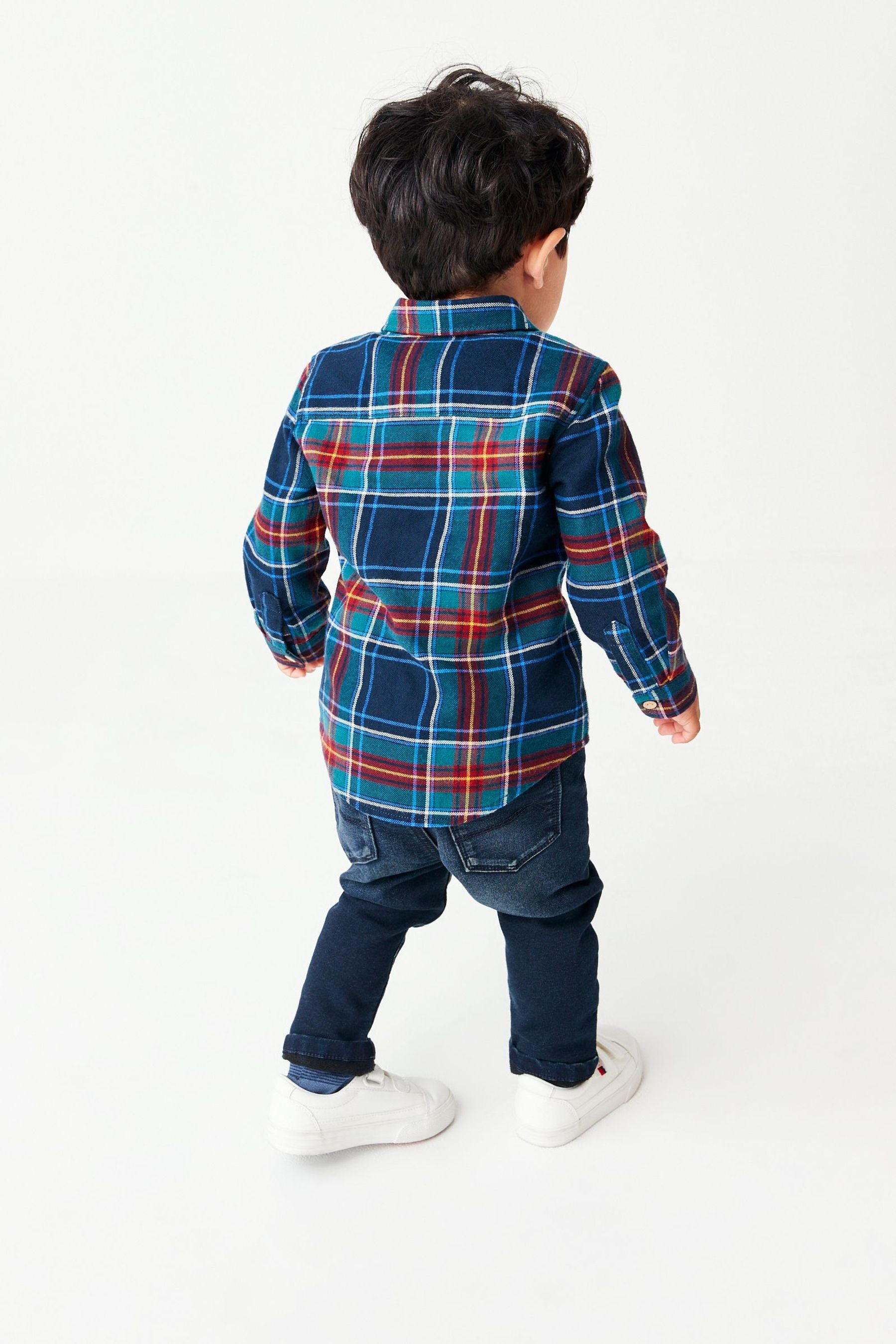 Navy Blue Long Sleeve Check Shirt (3mths-7yrs)