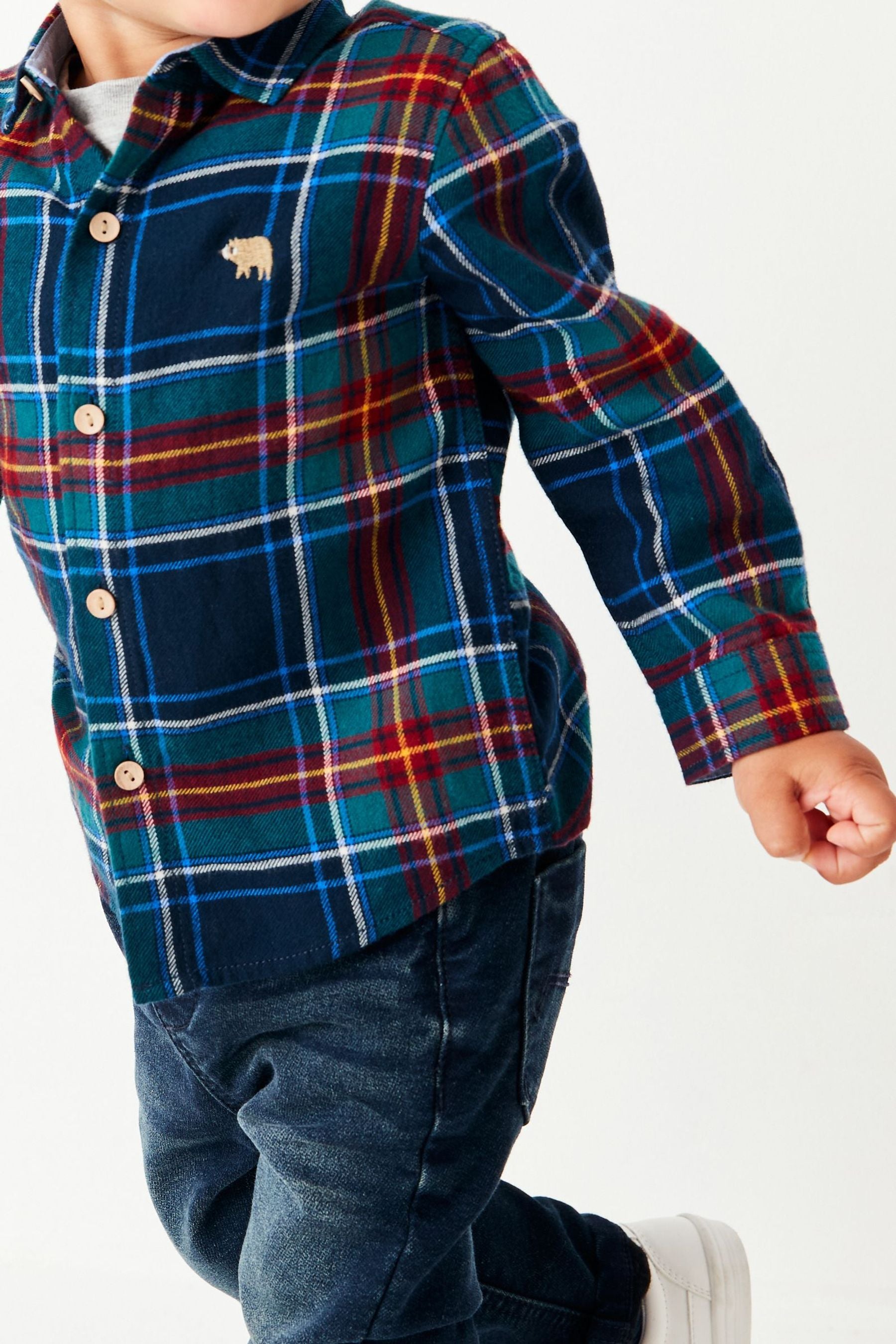 Navy Blue Long Sleeve Check Shirt (3mths-7yrs)