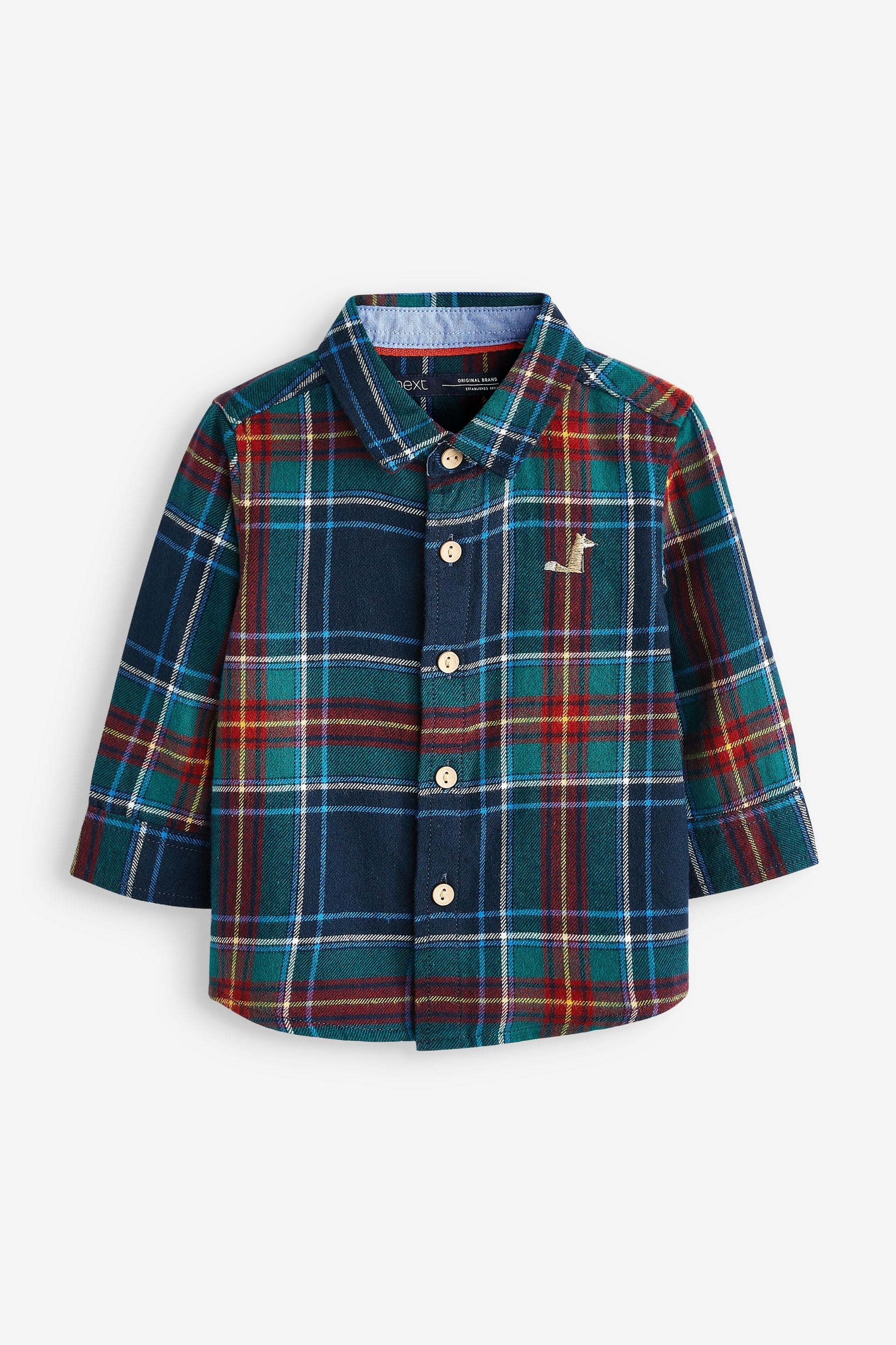 Navy Blue Long Sleeve Check Shirt (3mths-7yrs)