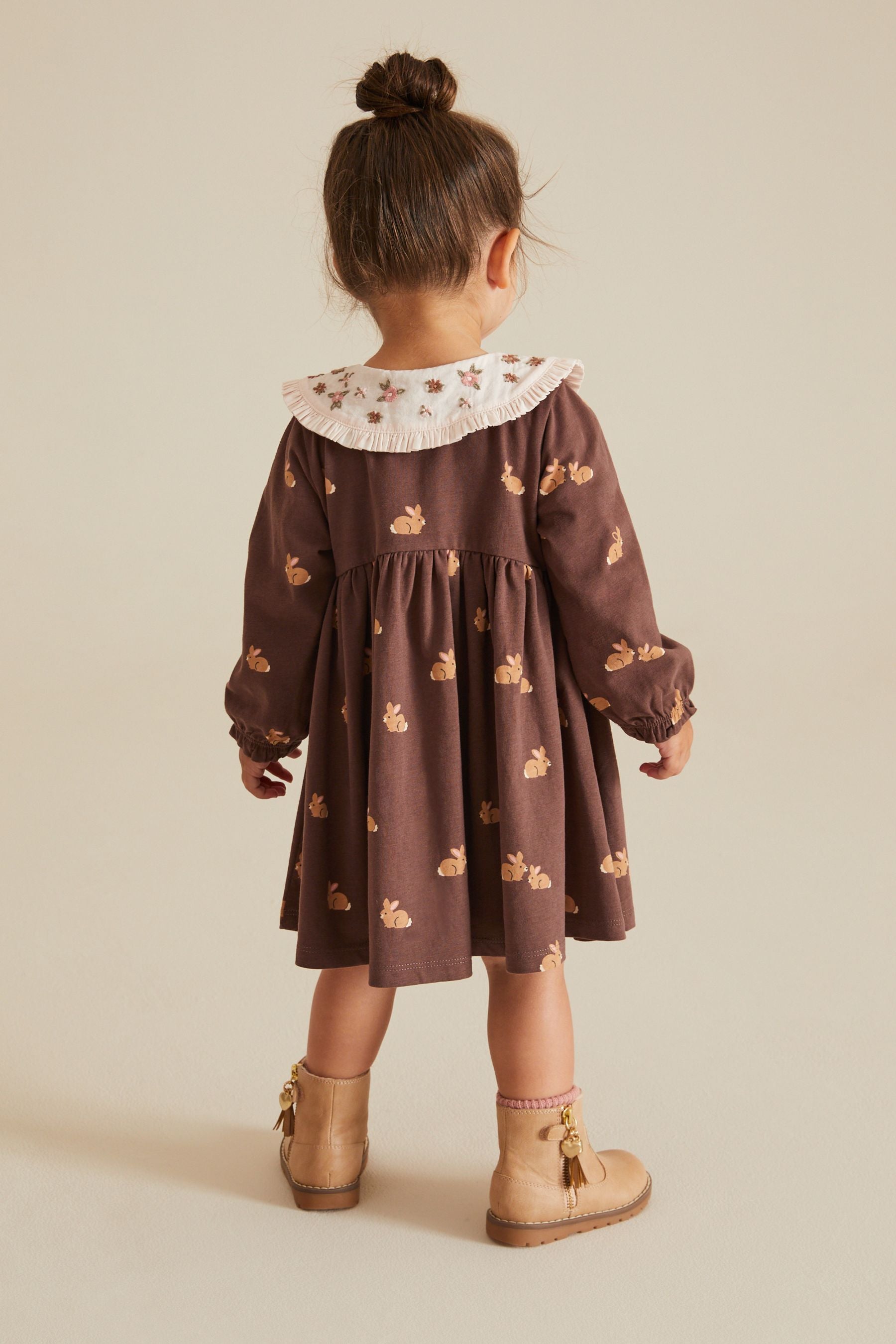 Brown Bunny Long Sleeve Tea Dress (3mths-7yrs)