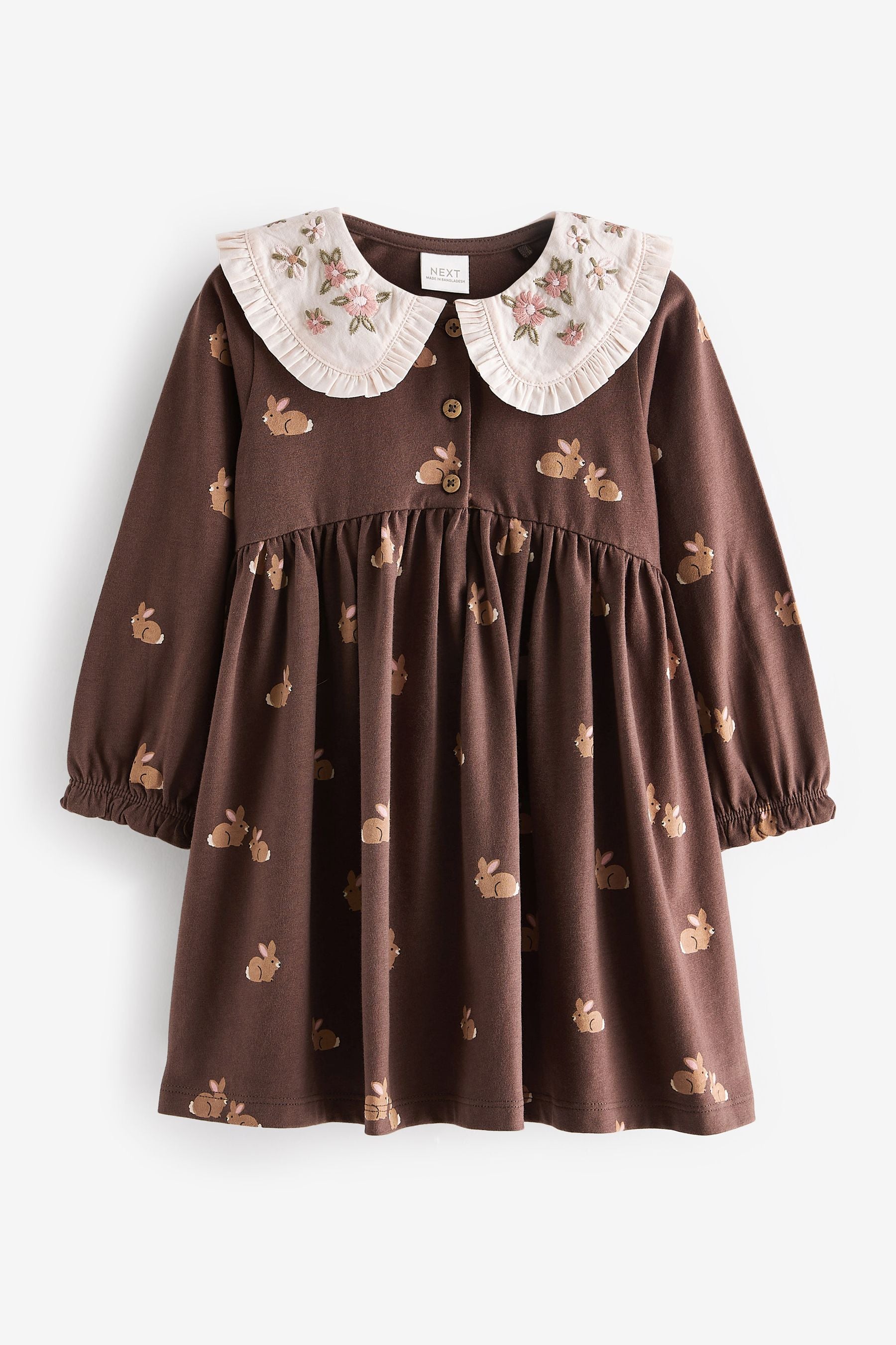 Brown Bunny Long Sleeve Tea Dress (3mths-7yrs)