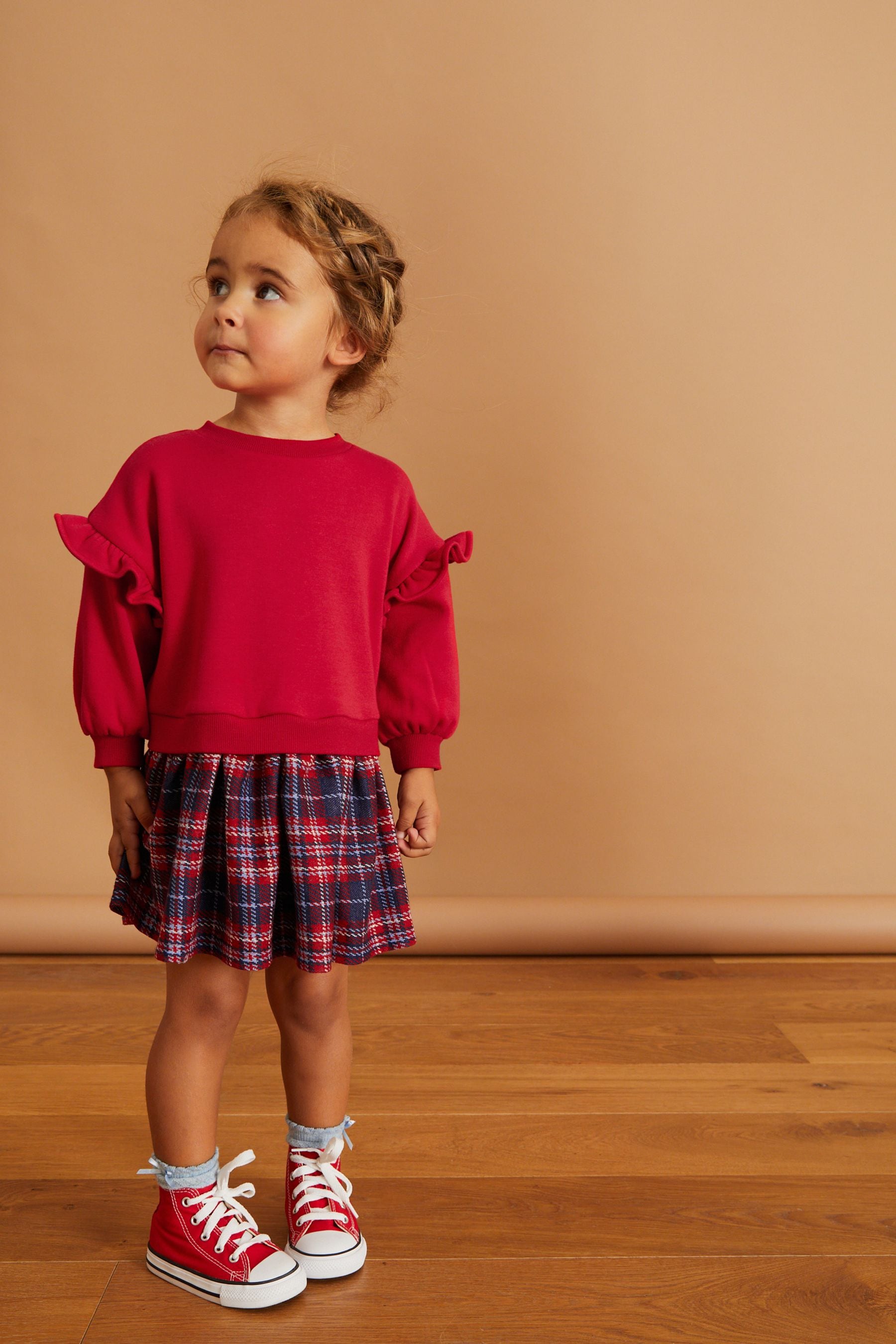 Red Check Cosy Sweat Dress (3mths-7yrs)