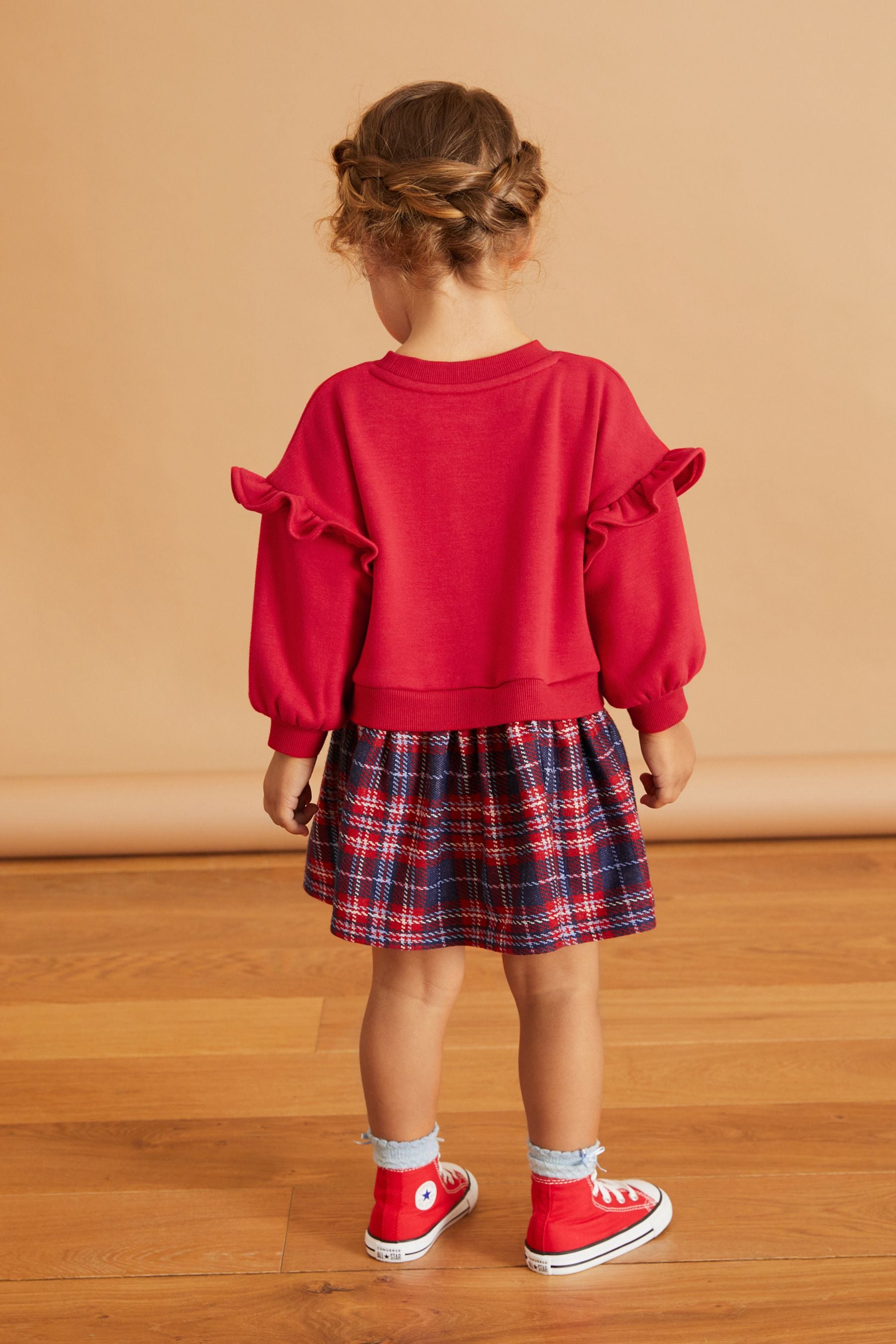 Red Check Cosy Sweat Dress (3mths-7yrs)