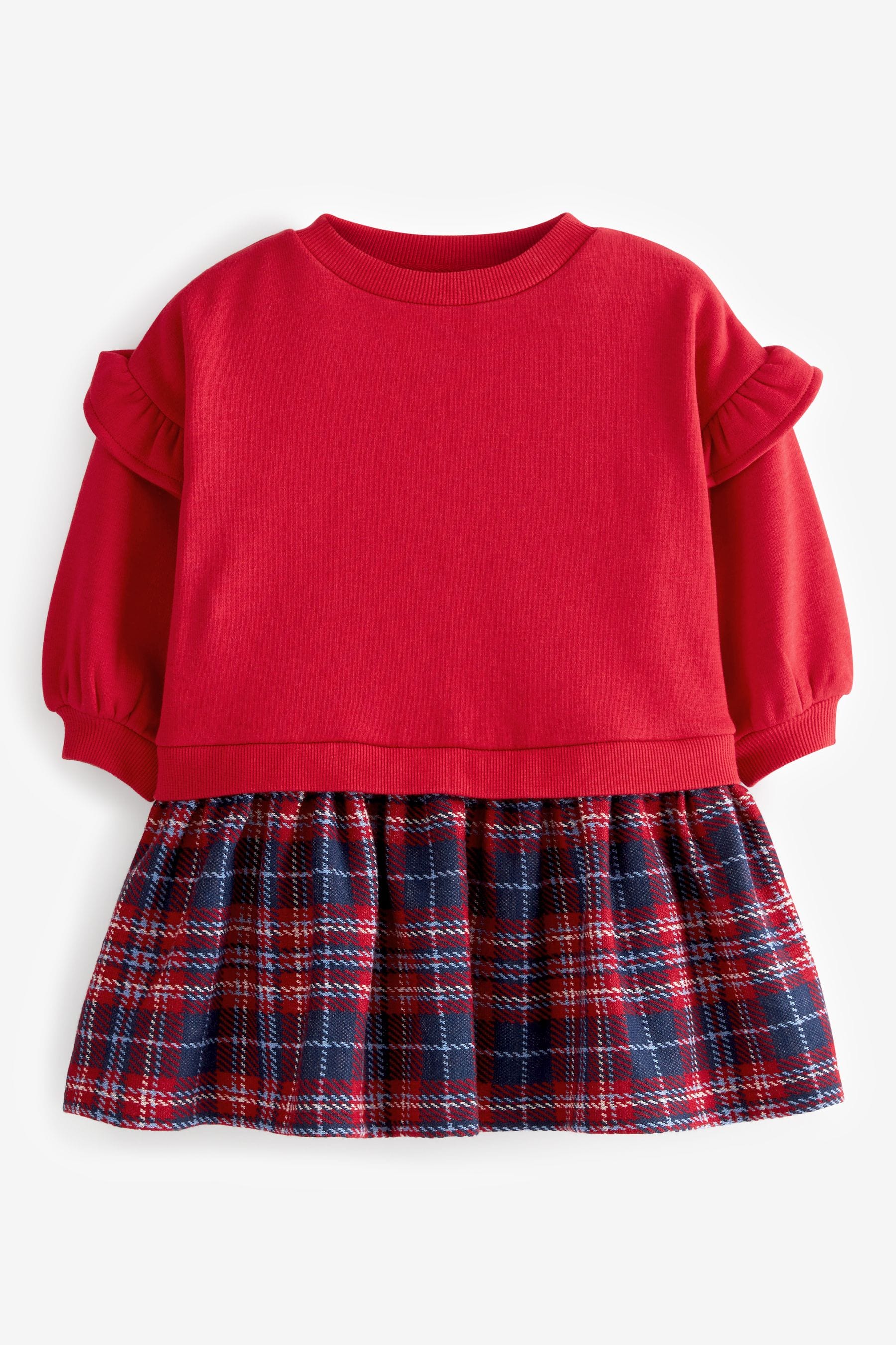 Red Check Cosy Sweat Dress (3mths-7yrs)