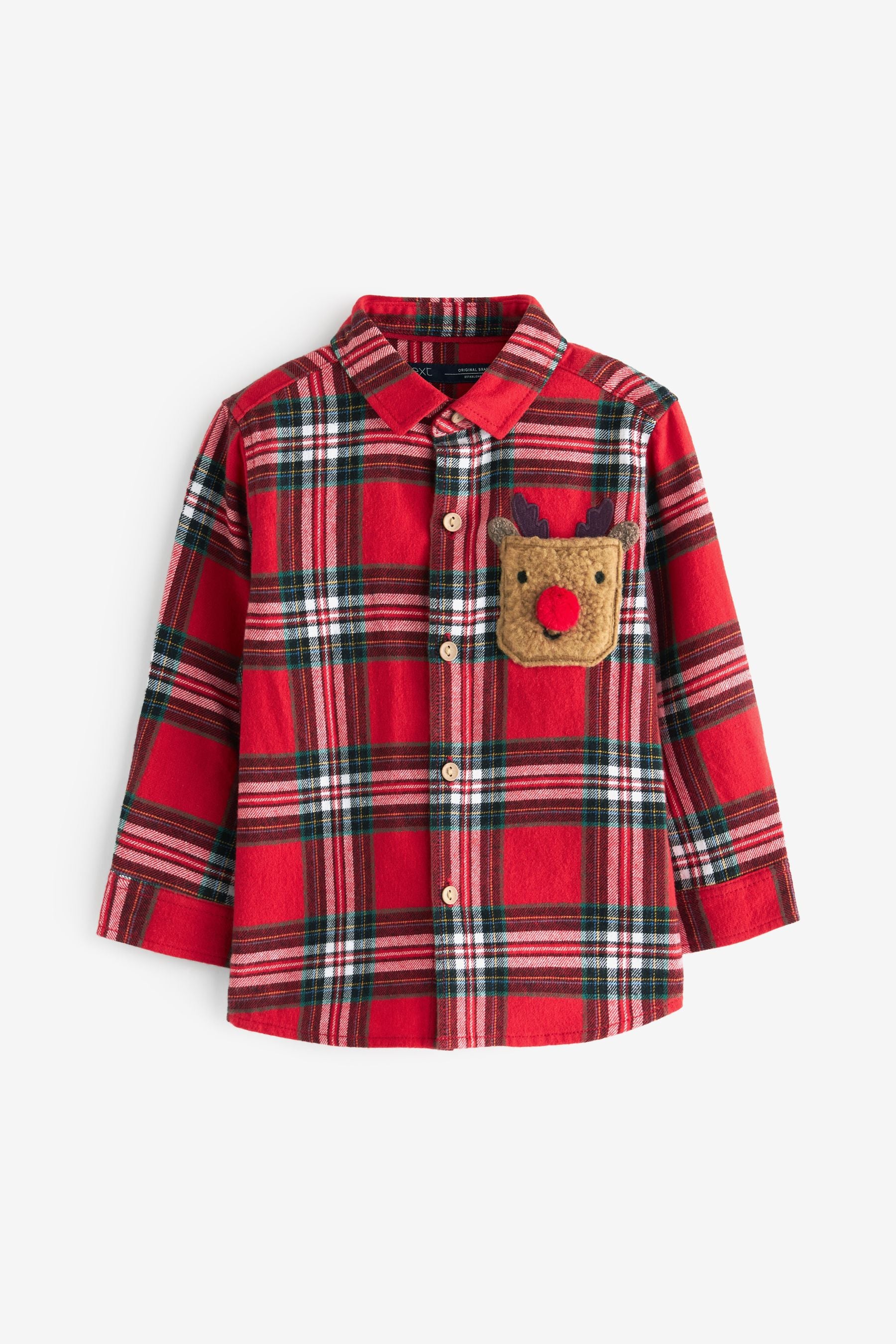 Red Tartan With Rudolph Pocket Next Check Shirt (3mths-7yrs)