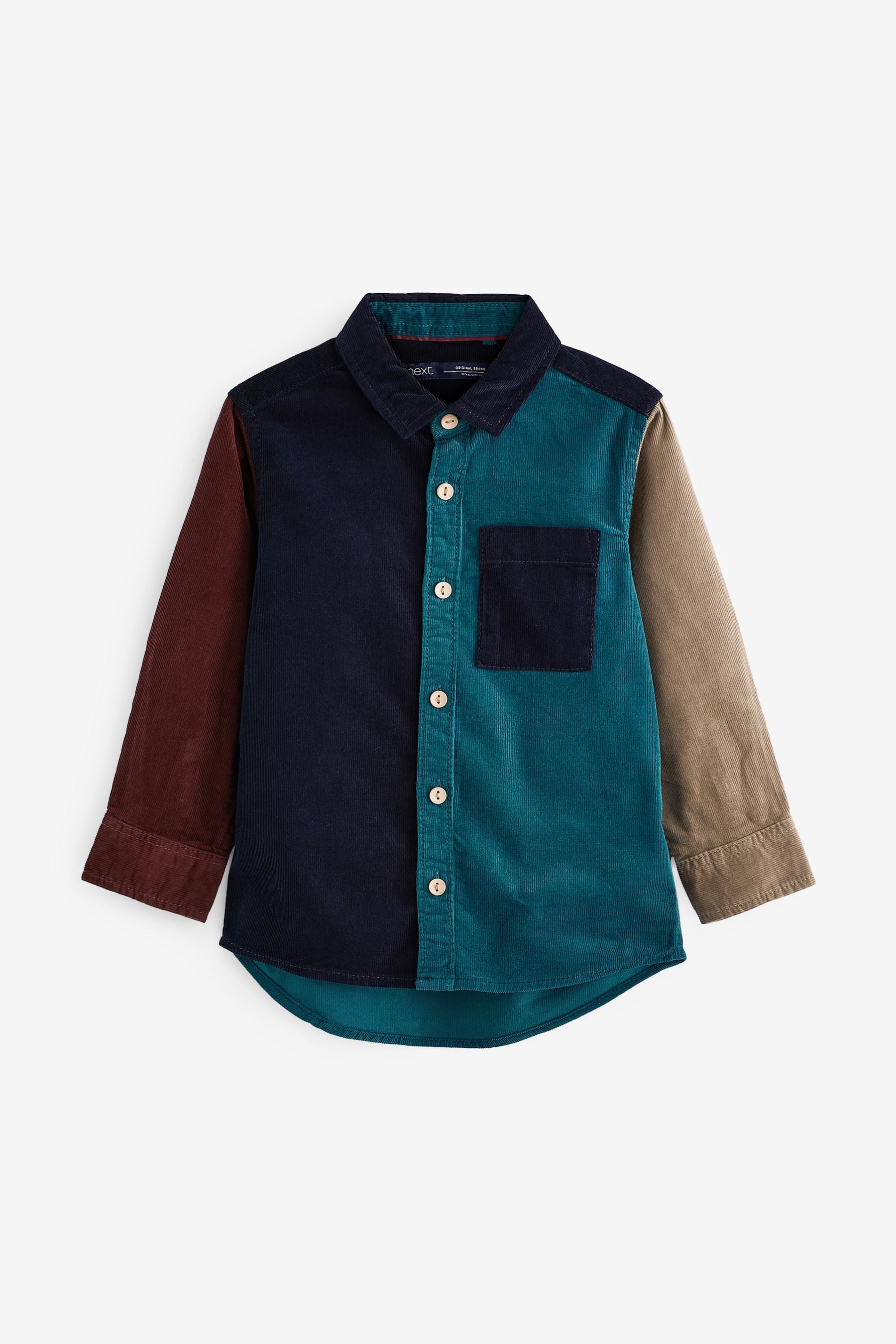 Navy Blue, Teal & Red Long Sleeve Cord Shirt (3mths-7yrs)