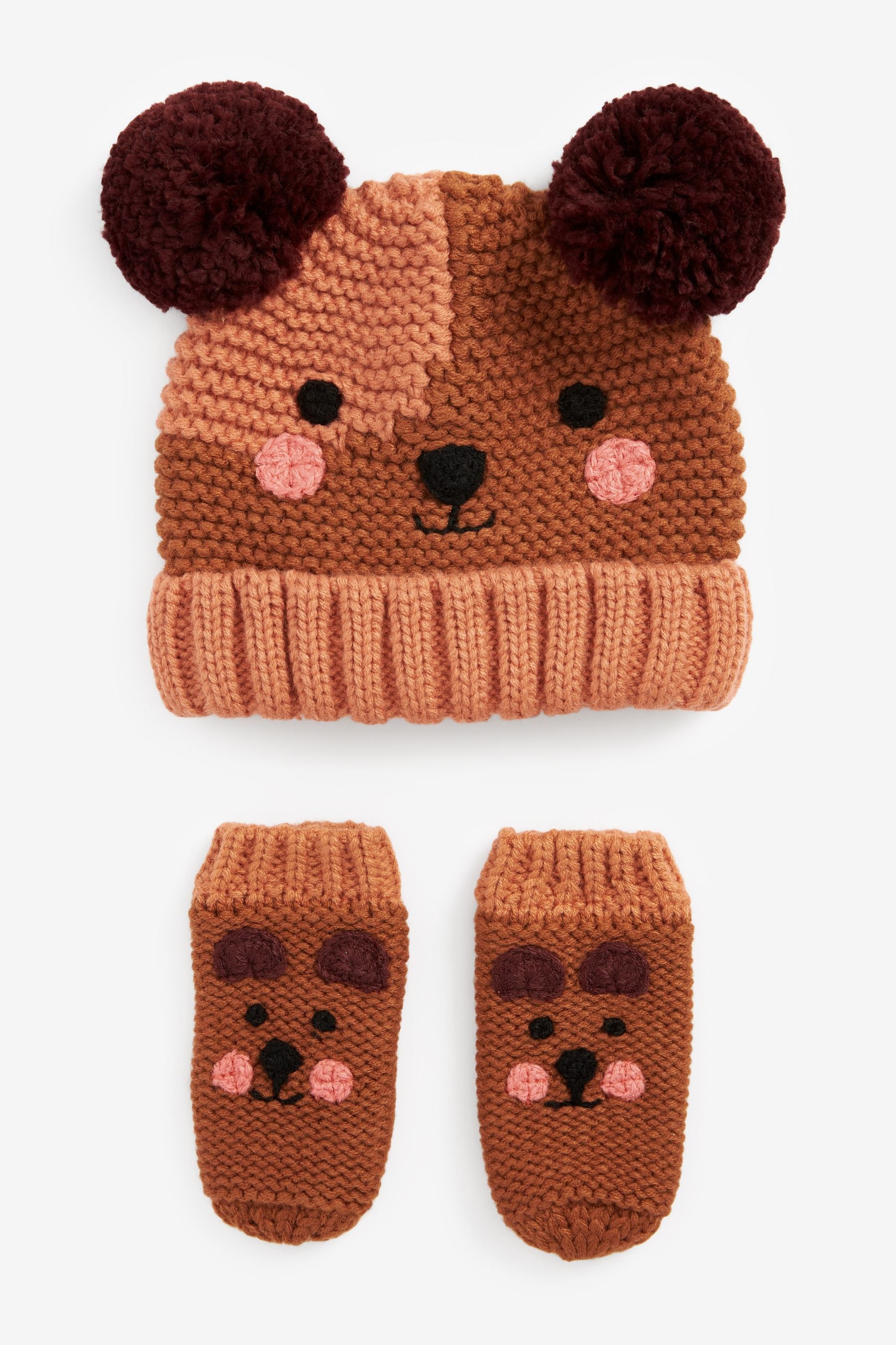 Brown Dog 2 Piece Character Hat and Mitten Set (3mths-6yrs)