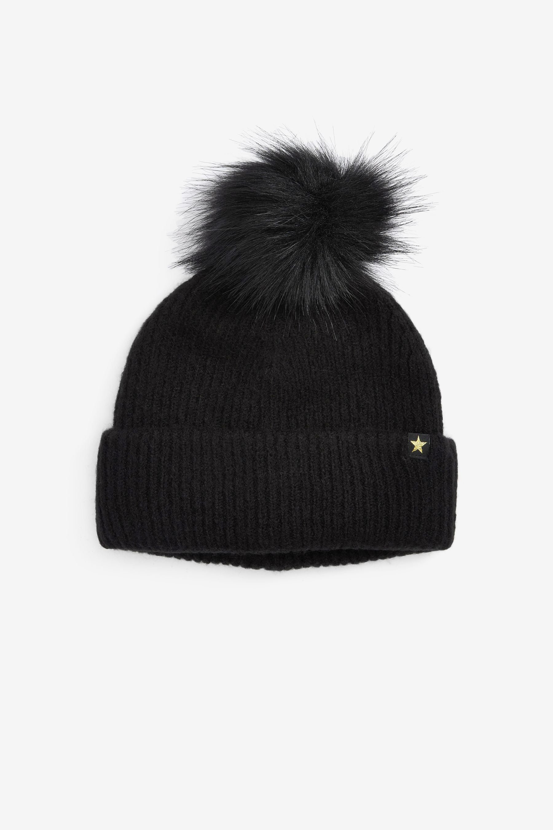 Black Pom Pom Beanie Hat (3-16yrs)